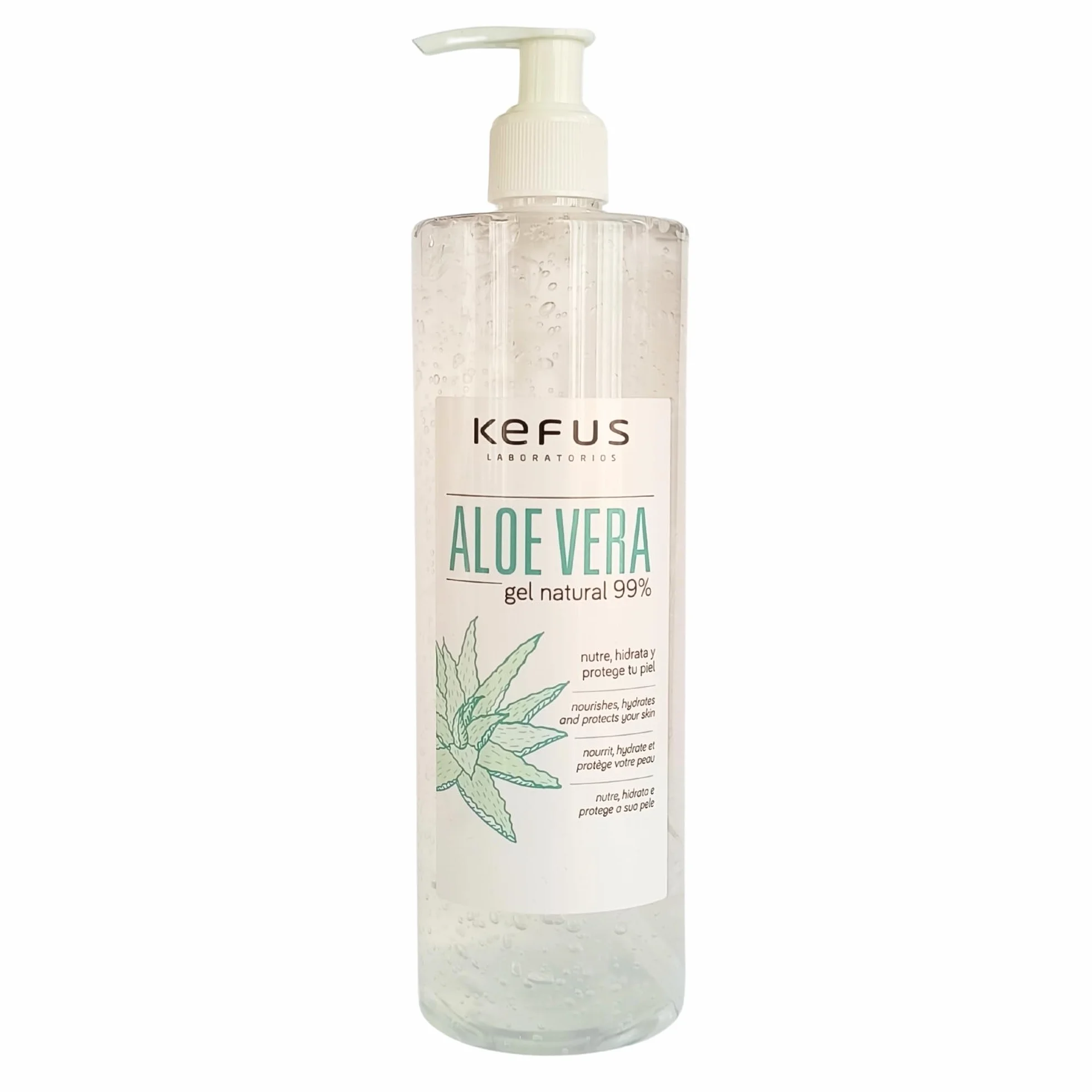 KEFUS Aloe Vera Gel Pur Naturel 500 ml Absorption Immédiate Non Grasse Nourrit Hydrate Rafraîchit Soigne Peau Après-Soleil