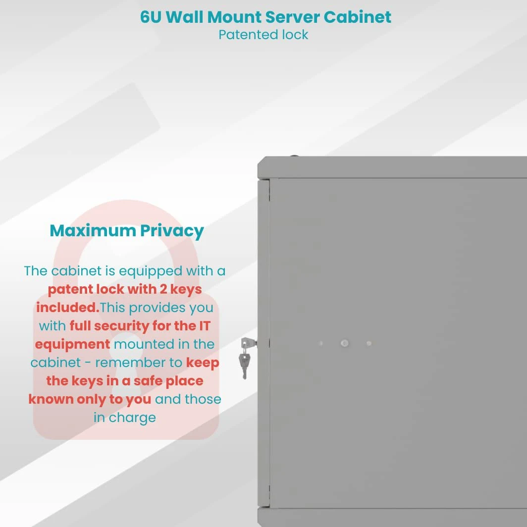 Armoire Réseau 19 Pouces - Baie Informatique 6U - Baie de Brassage pour Montage Mural - Capacité de Charge 40 kg - Profondeur 450 mm - Armoire Informatique - Gris