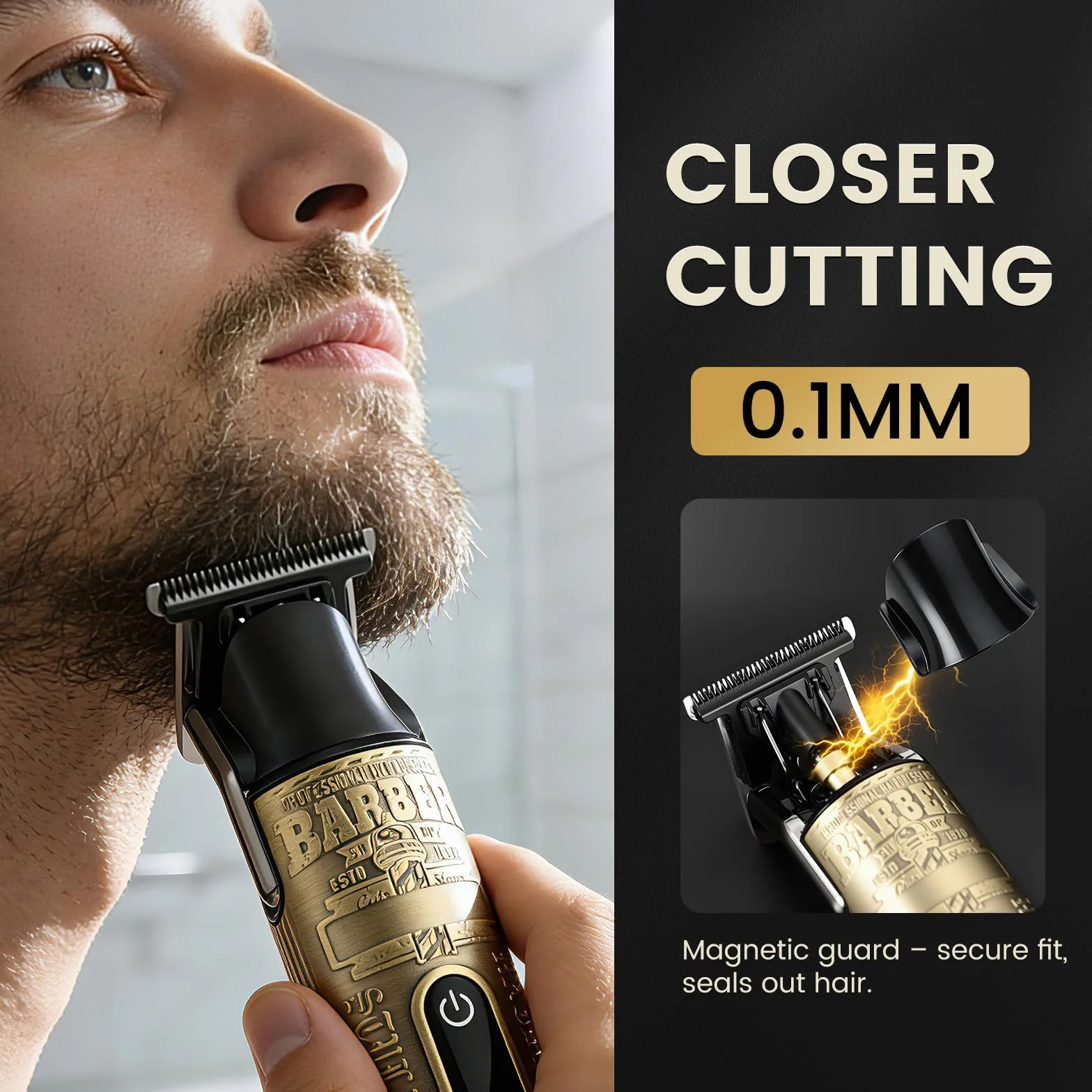 Tondeuse Barbe Homme Professionnelle Charge Type C IPX6 Kit Complet avec 4 Sabots Magnétiques