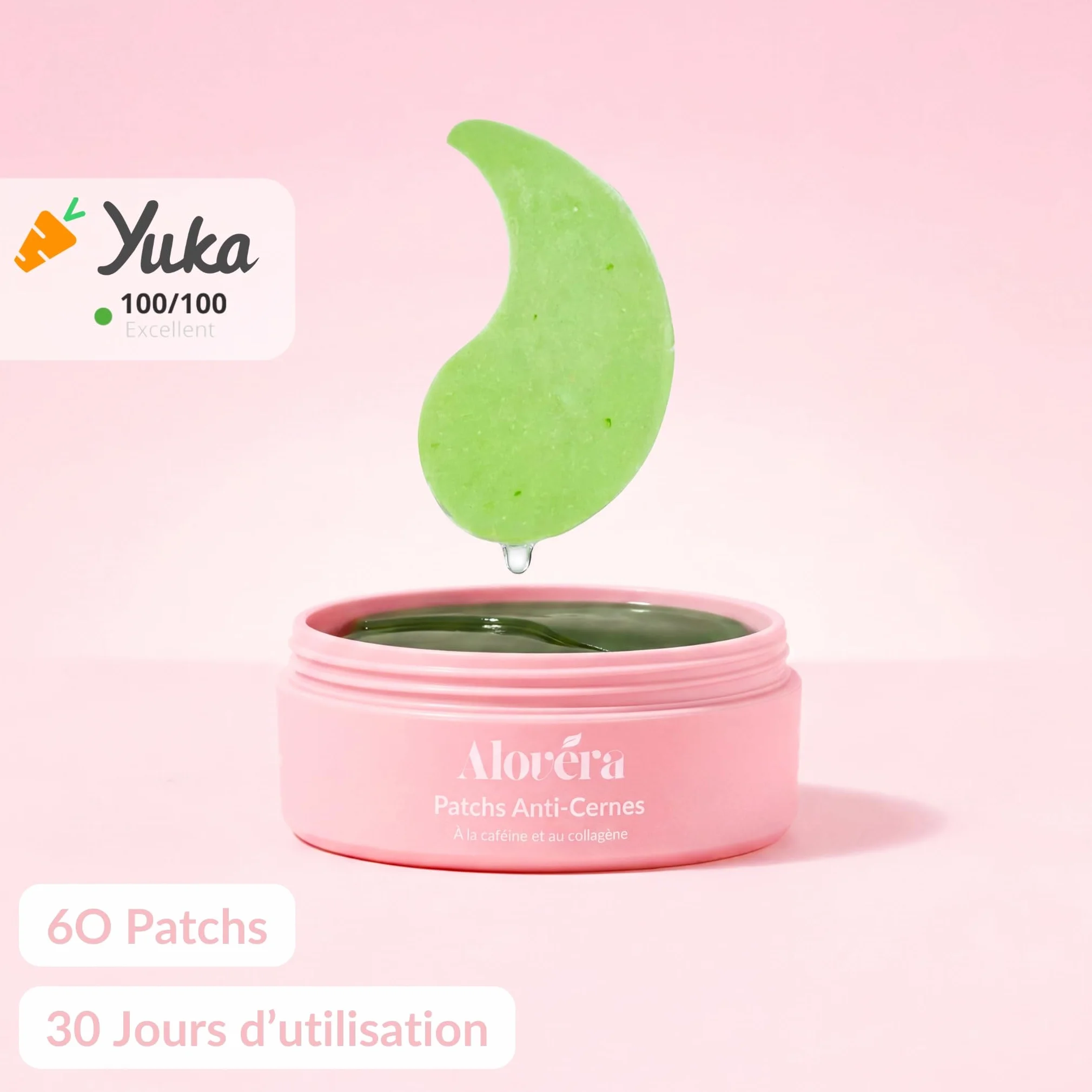 Patchs Anti-Cernes à la Caféine 30 Paires (60 Patchs) Décongestionne le contour des yeux Réduit les poches cernes et signes de fatigue Effet Booster Regard 98% d’Origine Naturelle 100/100 Yuka