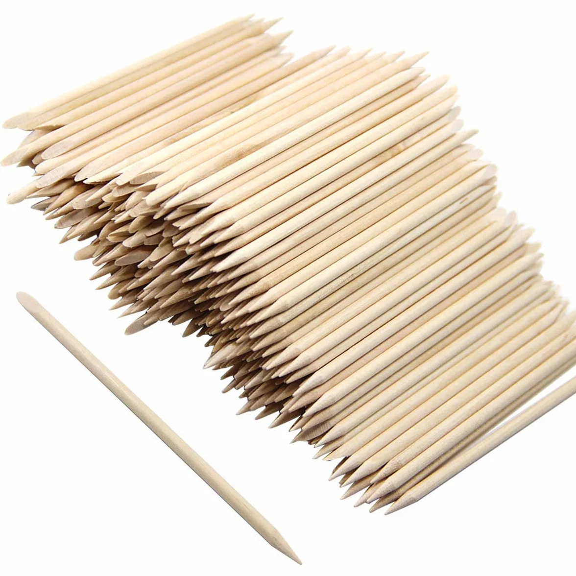 BetterJonny Bâtons de Bois Orange Stick Double Face 300Pcs Batonnets des Ongles Manucure Pédicure