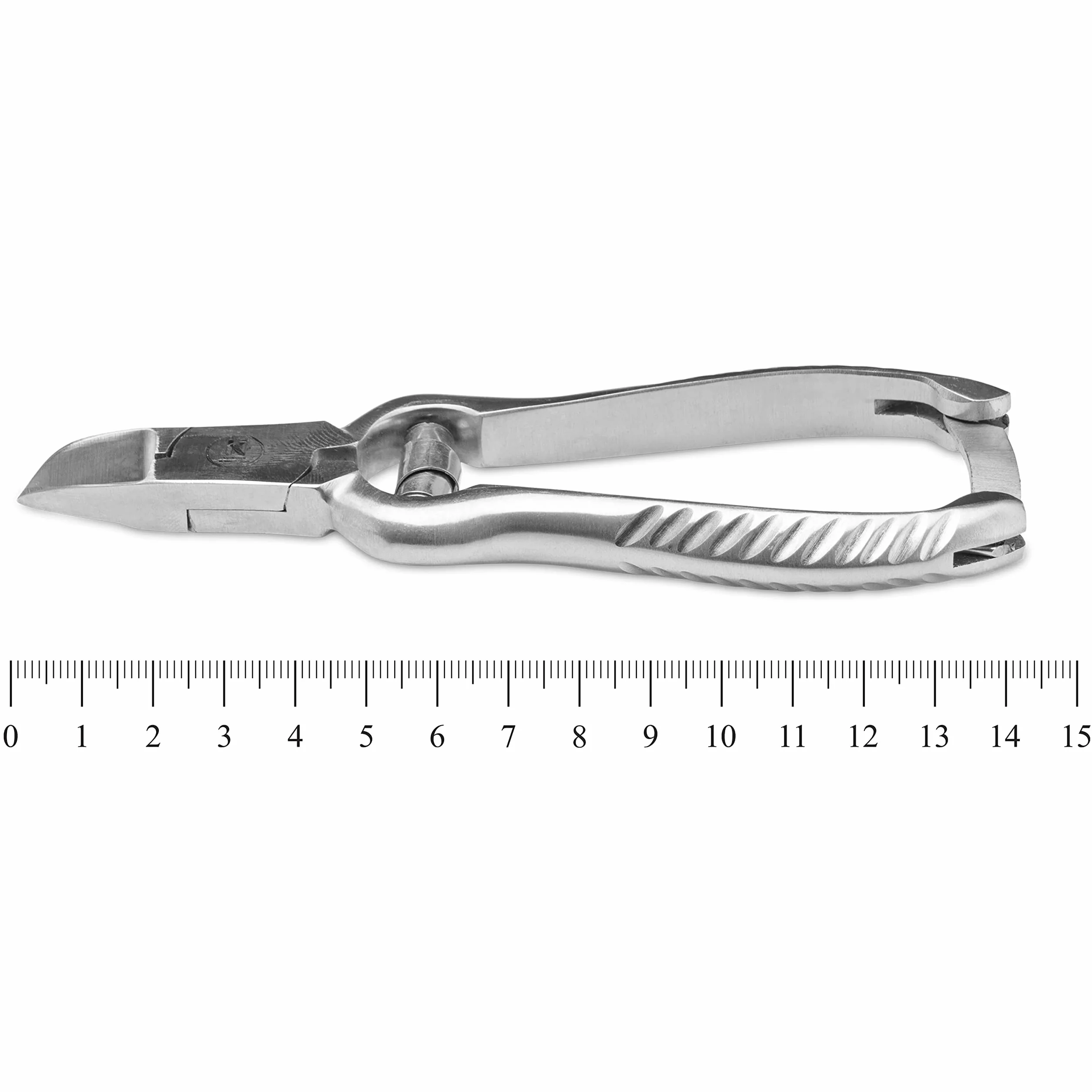 Pince à ongles professionnelle en acier inoxydable 14 cm courbée avec ressort tampon - Poignée antidérapante