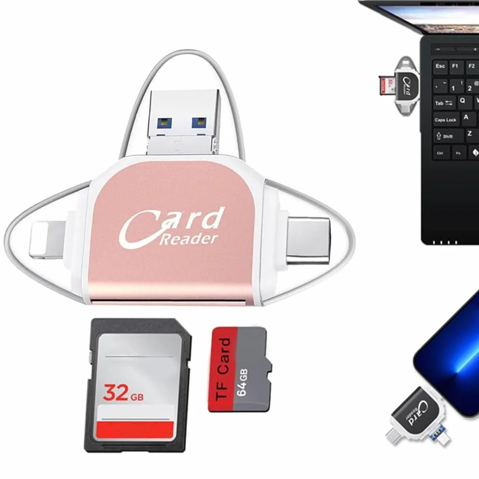 Lecteur de carte SD TF 4 en 1, adaptateur USB C multiport compatible iPhone MacBook Pro
