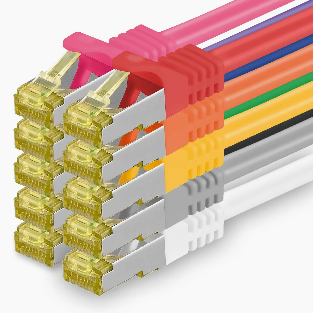 Câble Réseau Cat7 Cat 7 10 Gb/s - 10x 5m - RJ45 Ethernet LAN DSL Routeur Modem - 10 couleurs