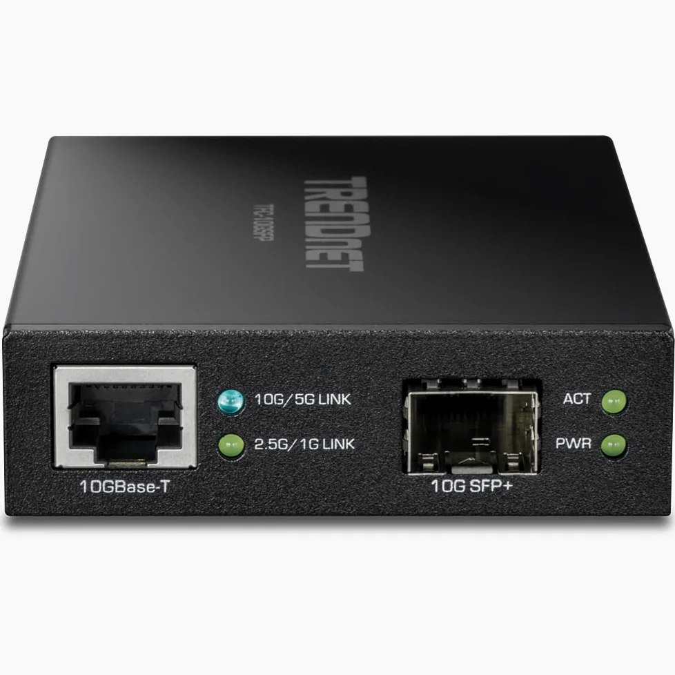 TRENDnet Convertisseur de média Fibre 10GBASE-T vers SFP+, TFC-10GSFP, 1 Port RJ-45 10G, 1 Fente SFP+ 10 Gbit/s, SFP+ vers RJ-45 10 G, Adaptateur d'alimentation Inclus