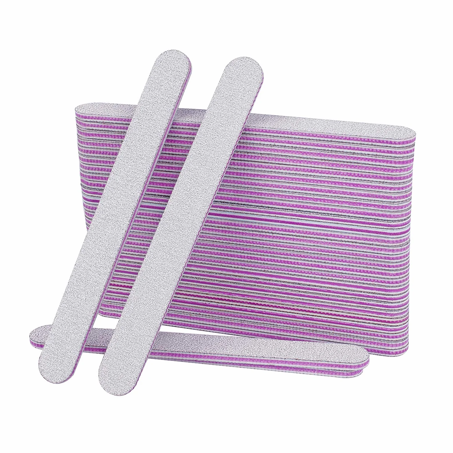 Limes à Ongles Professionnelles Double Face 100/180 Grain, AYITOO, Pour Manucure Nail Art, Forme Straight Gris Violet