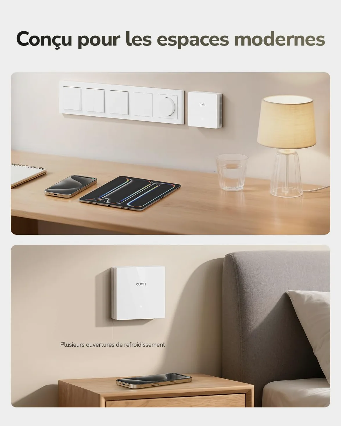 Cudy AX3000, Point d'accès WiFi 6 Mural, 2,5 GbE PoE, AP3000E Wall | 2402 + 574 Mbps, 540 pieds carrés, plus de 60 clients, alimentation conforme à la norme IEEE IEEE 802.3at, portail captif