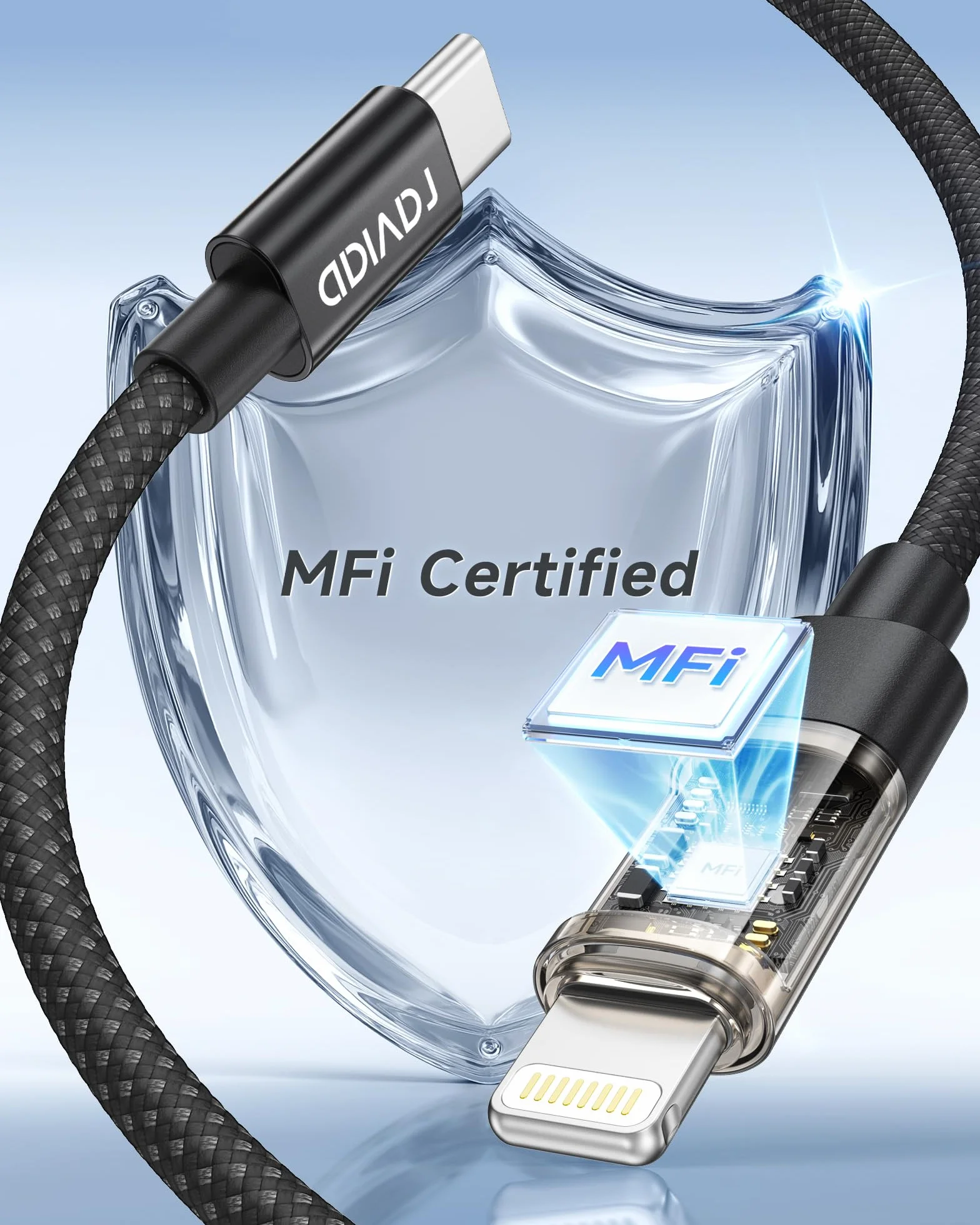 RAVIAD Câble USB C vers Lightning 1M Certifié MFi Chargeur Rapide Power Delivery pour iPhone 14 13 12 11 Pro Max Mini XR XS X 8 7 SE 2020 iPad Noir