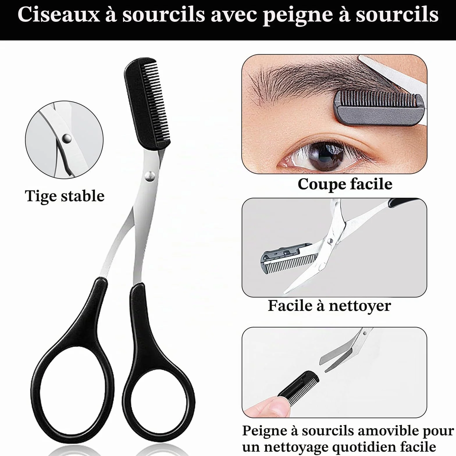 Kit de Coupe des Sourcils 11 Pcs - Outils Professionnels avec Pince à Épiler, Rasoir