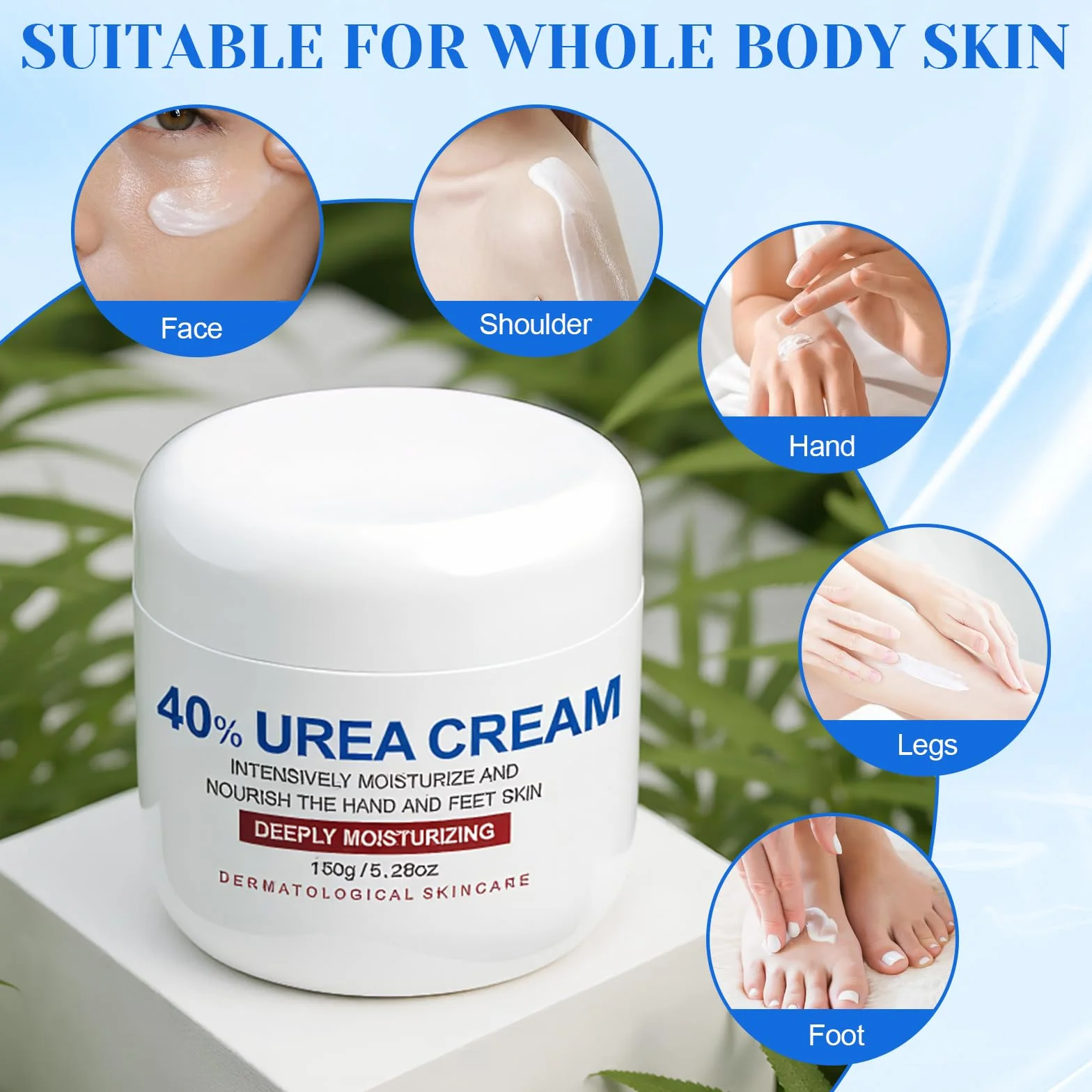 Crème à l'Urée 40% pour Pieds Très Secs et Abîmés, Hydratante et Cicatrisante, 150g