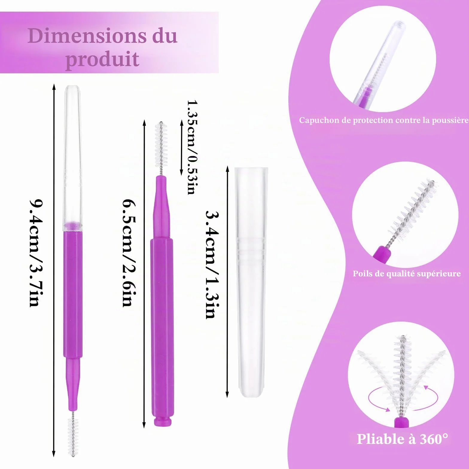 Lot de 50 pinceaux multicolores pour cils et sourcils, outil portable de lamination