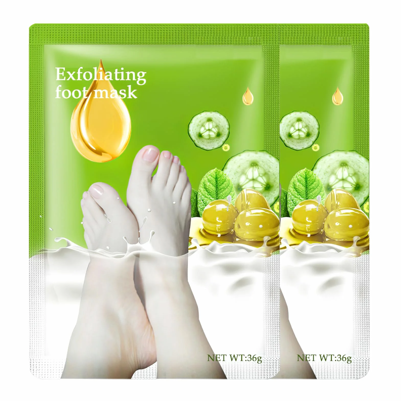 Masque Pied Exfoliant Peeling avec Acide Lactique, Olive et Glycérine pour Pieds Très Secs et Abîmés