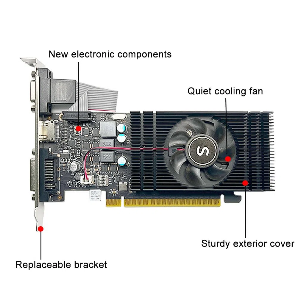 GTX 750 Ti Carte Graphique 4 Go 128 Bits DDR3, HDMI, VGA, DVI, Low Profile Carte Video PC, GPU, PCI Express x16, DirectX 12