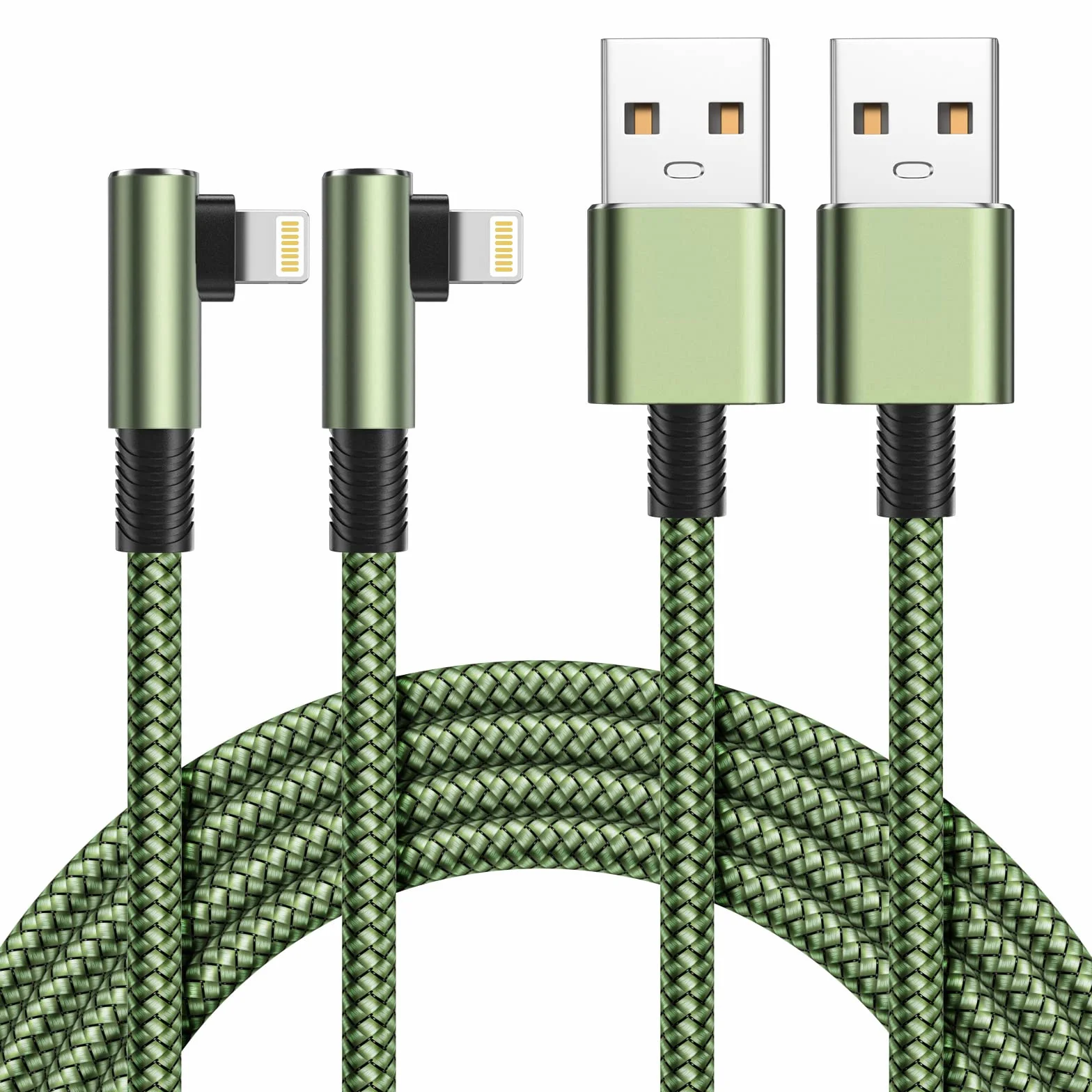 Câble iPhone 2m Lot de 2 Chargeur Angle droit 90 Degrés Certifié MFi Nylon Tressé Rapide pour iPhone 14 13 12 11 Pro Max XR X 8 7