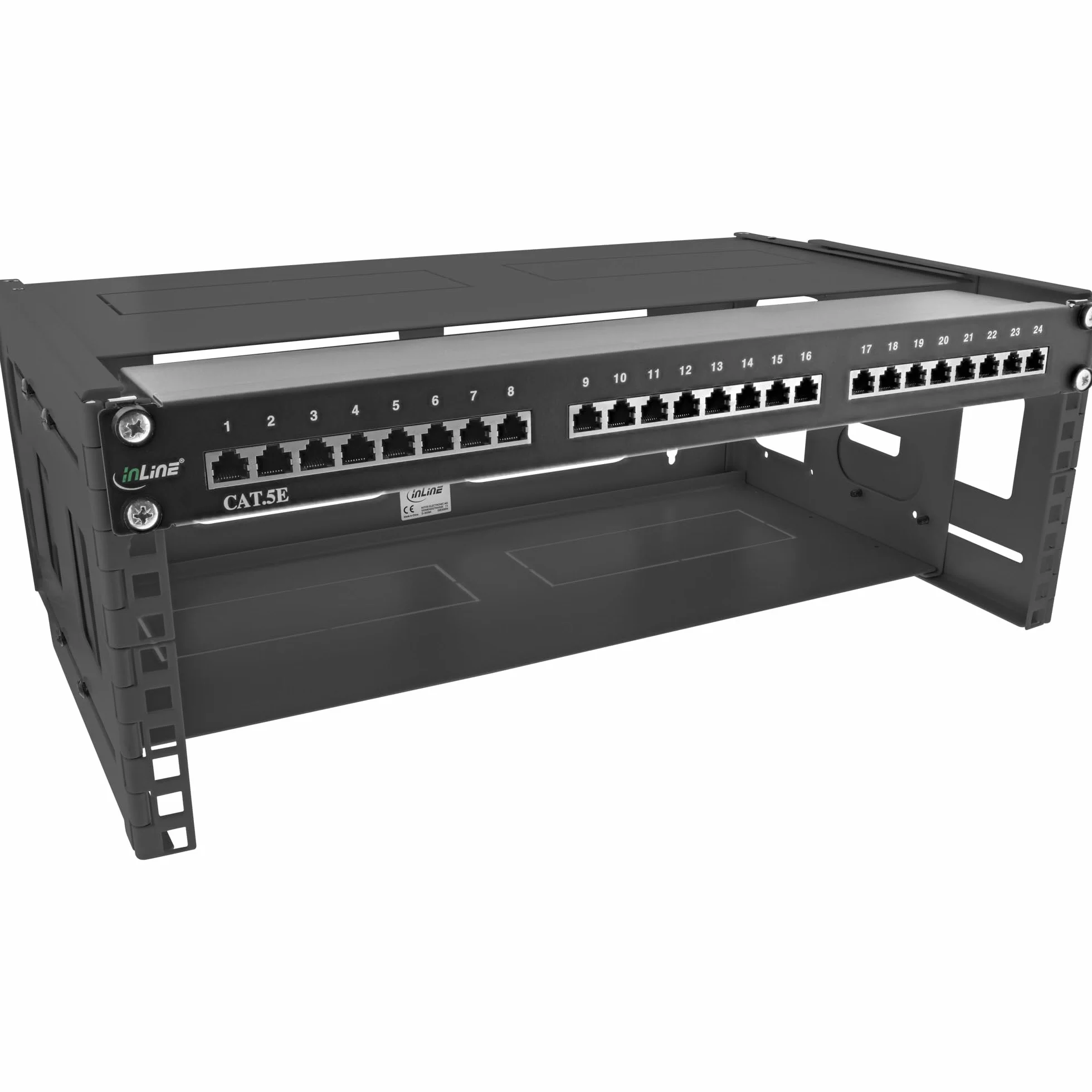 InLine 4HE Rack Mural avec Couvercle Noir 48 cm