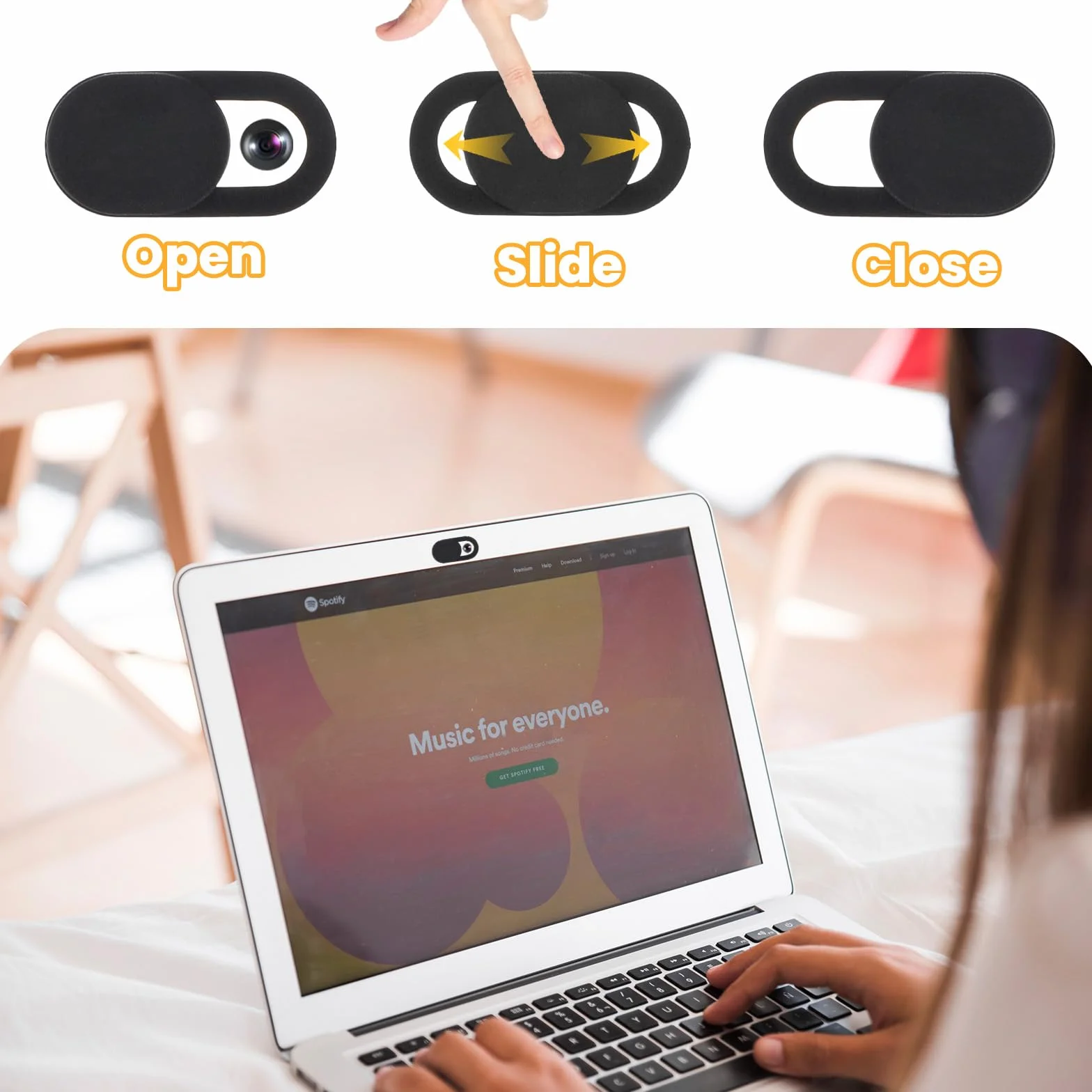 Cache webcam plastique ultra fin pour ordinateur portable, bureau, tablette, téléphone