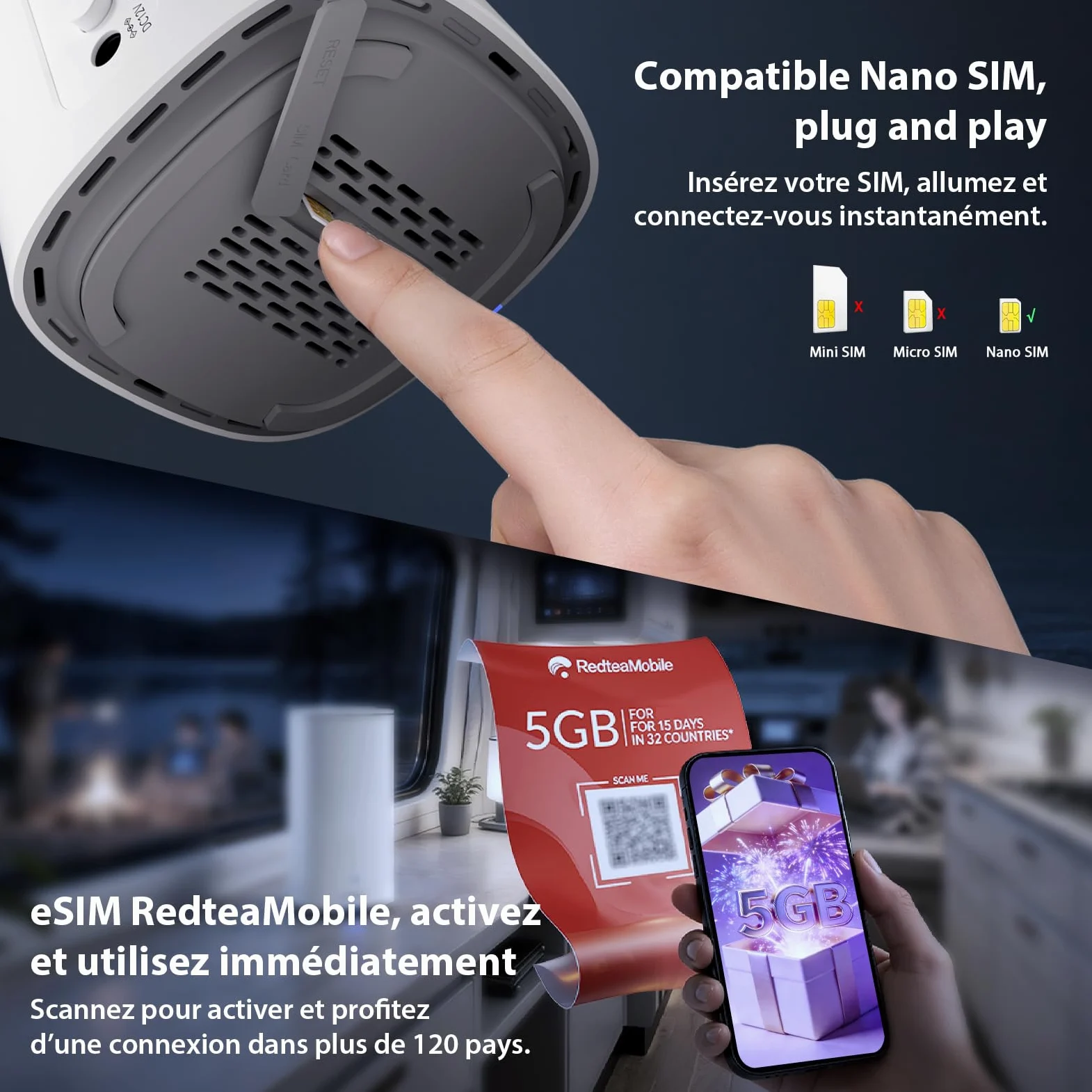 Strong Routeur 5G avec Carte SIM, Routeur WiFi 7 BE3600 Double Bande, Modem 5G jusqu'à 3,2 Gbps, Gigabit LAN/WAN, WAN Backup, NFC One-Touch, Streaming 8K, pour Maison et Bureau | Modem 5G jusqu'à 3,2 Gbps, Gigabit LAN/WAN, WAN Backup, NFC One-Touch, Strea