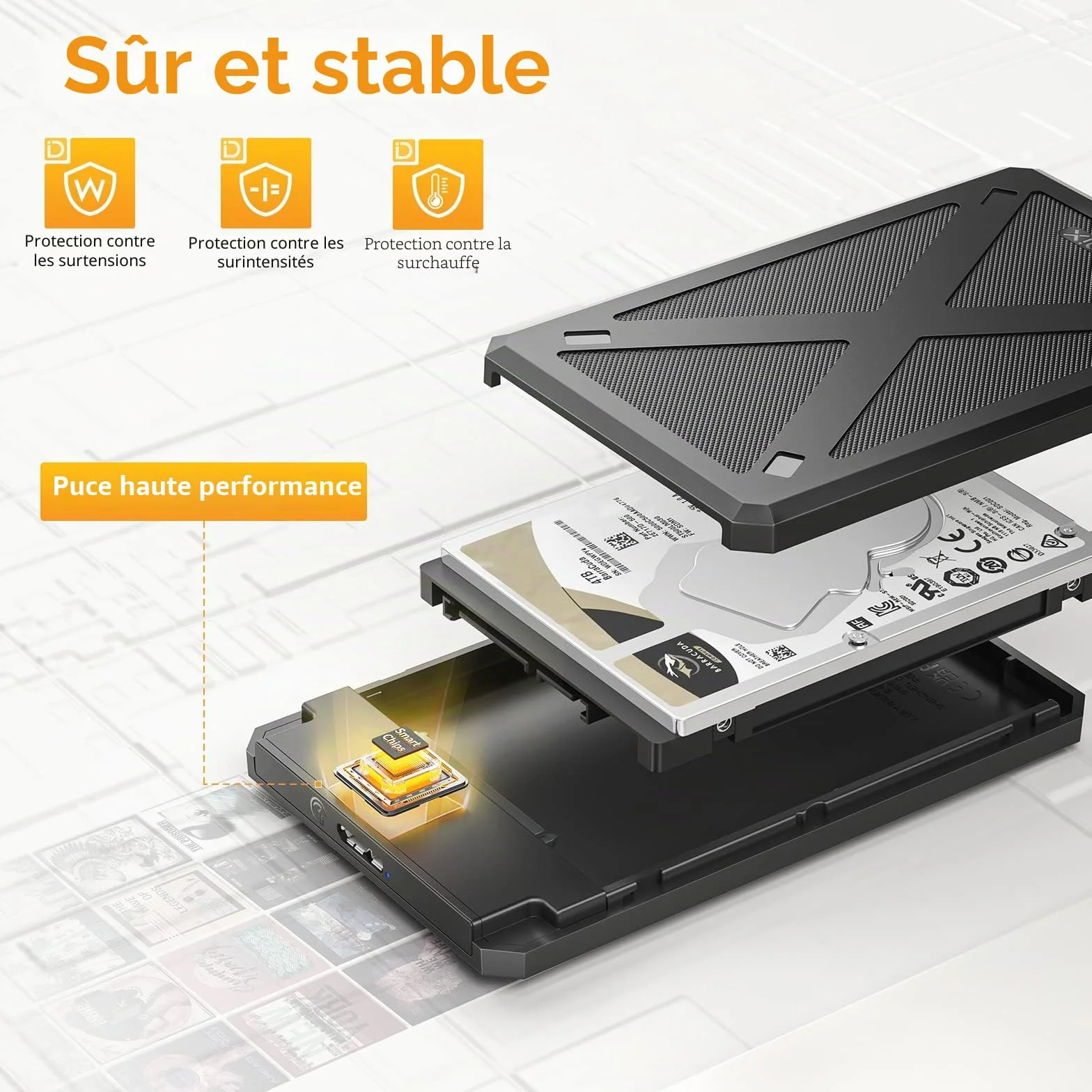 iDsonix Boîtier de Disque Dur 2,5 Pouces USB 3.0 SATA III Externe sans Outil pour SSD HDD 7mm/9.5mm Noir