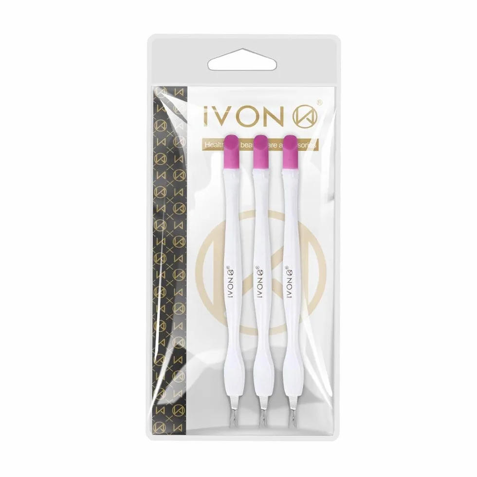 IVON Lot de 3 Pousse-Cuticules avec Coupe-Cuticules Double Extrémité