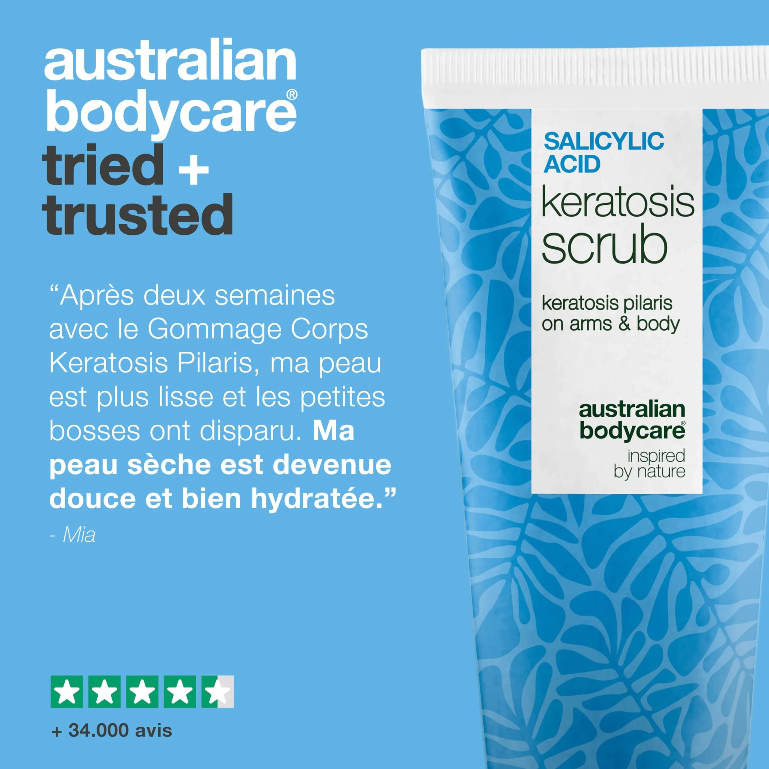 Gommage Corps Exfoliant kératose pilaire AHA/BHA acide salicylique acide glycolique noyau d'abricot double action