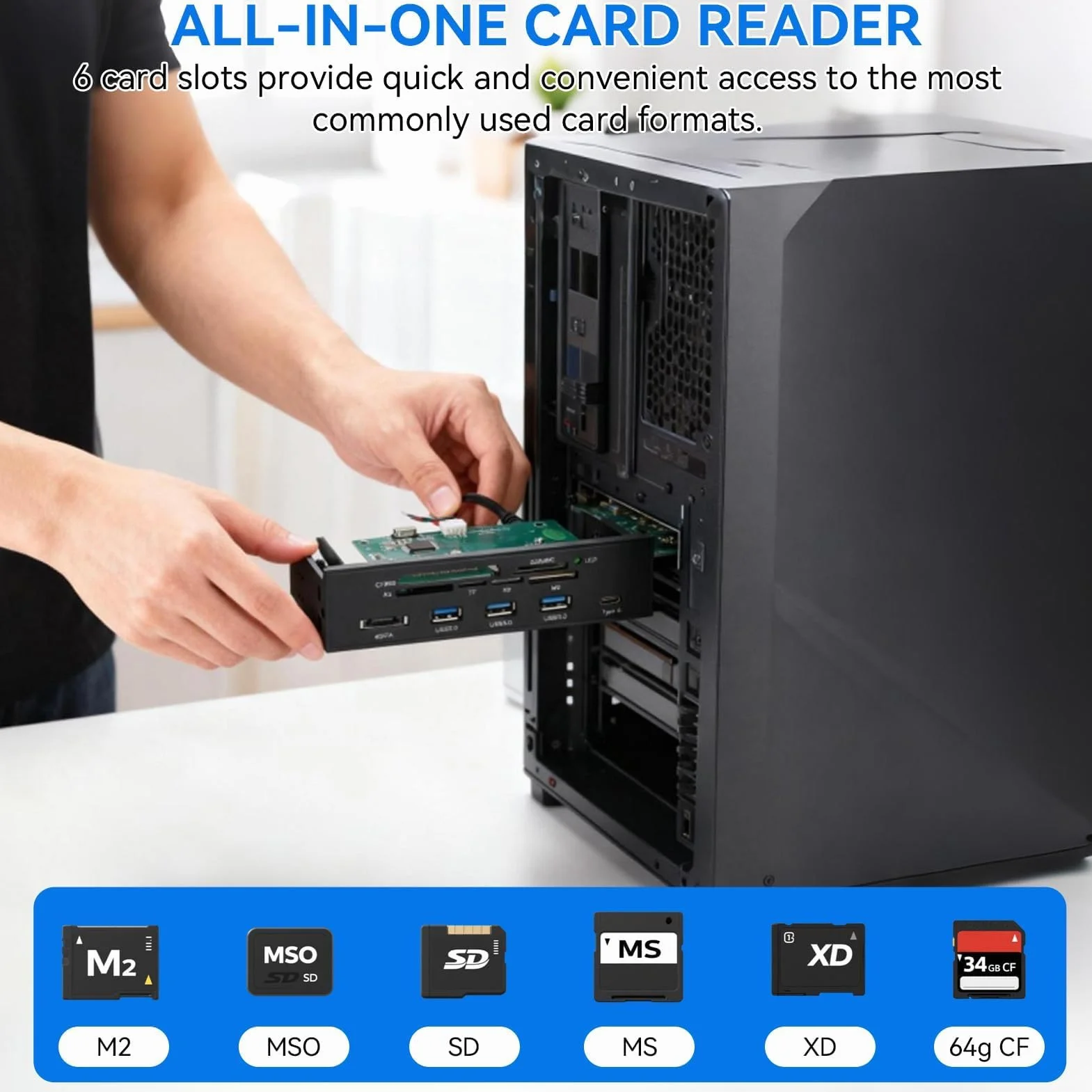 Lecteur De Carte Interne USB 3.0 5,25 Pouces Panneau Avant Tout-en-Un M2 SD MS XD CF TF