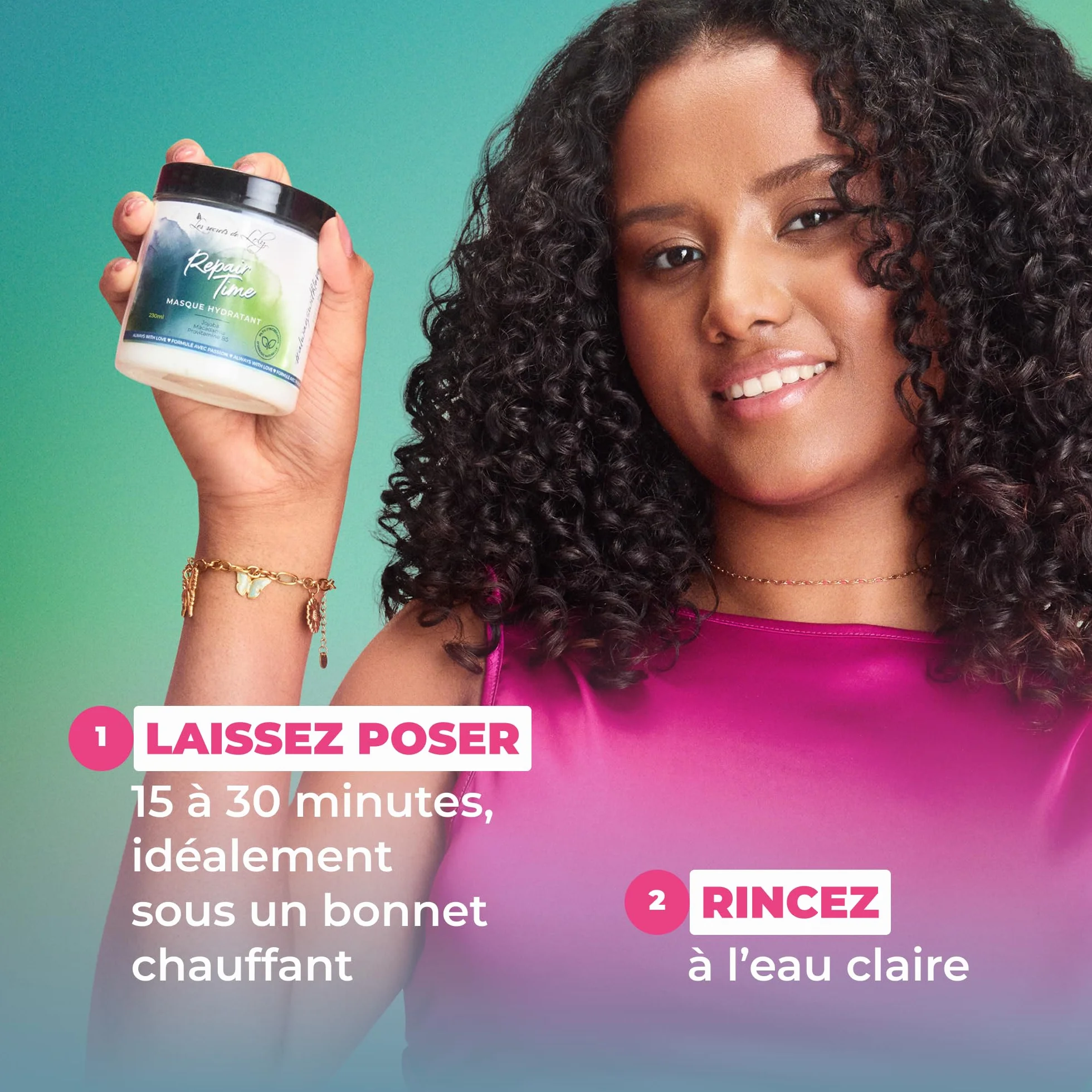 Les Secrets de Loly Repair Time Masque hydratant Fortifiant démêlage facile Cheveux ondulés bouclés frisés crépus 230 ml