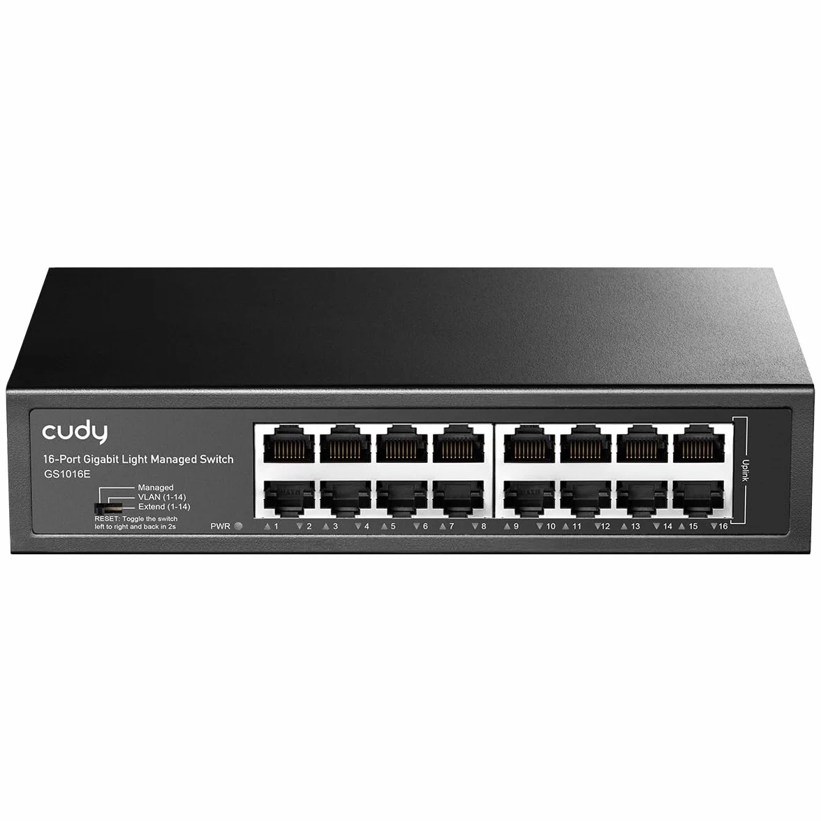 Cudy Commutateur Intelligent Gigabit à 16 Ports, 32 Gbit/s, GS1016E | 16 ports GbE, transfert à débit de ligne, isolation des ports/mode 250 m, boîtier SPCC, 200 × 118 × 44 mm, profe