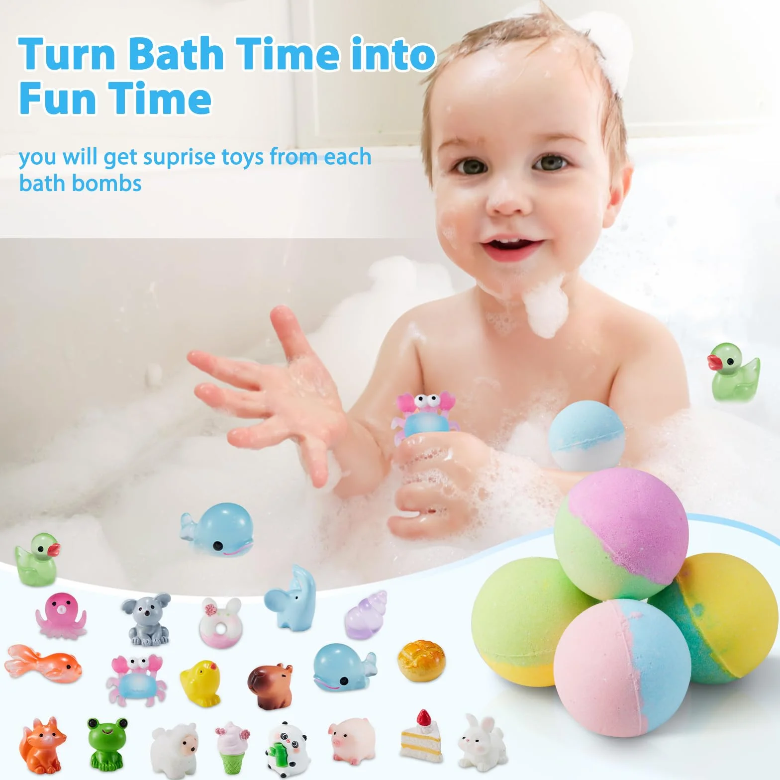 Bombes de Bain pour Enfants avec Jouets Surprises Boules Pétillantes Faites à la Main Cadeau d'Anniversaire