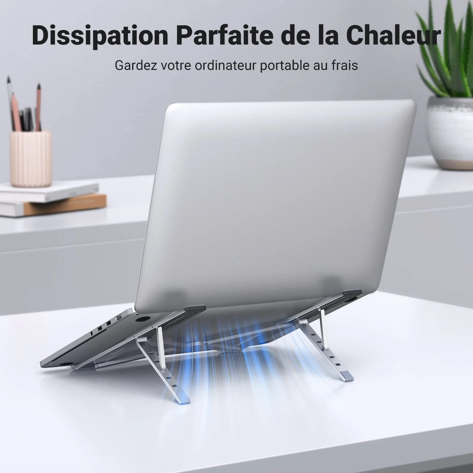 UGREEN Laptop Stand Aluminium 8-17,3 Pouces Réglable 5 Niveaux Pliable Compatible MacBook Air Pro HP Dell ASUS MSI
