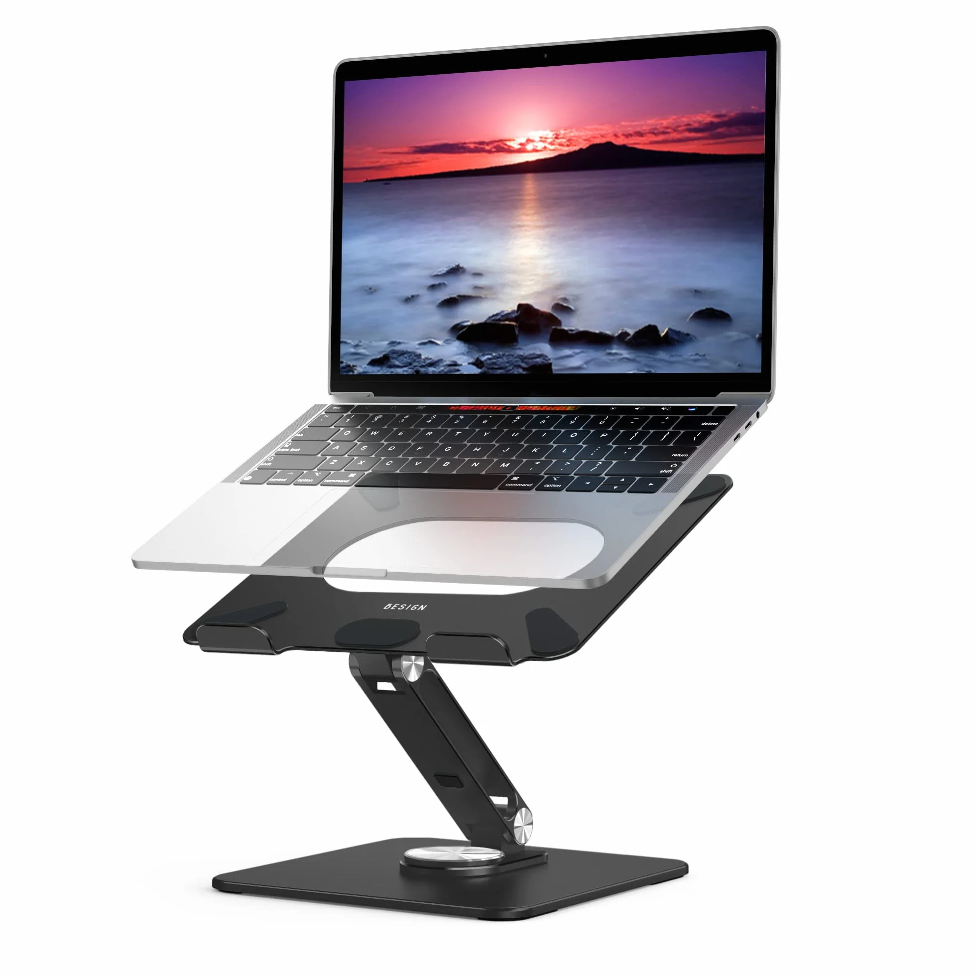 BESIGN LSX7 Support Ordinateur Portable Base Rotative 360° Ergonomique Compatible 10-15.6 Pouces Noir