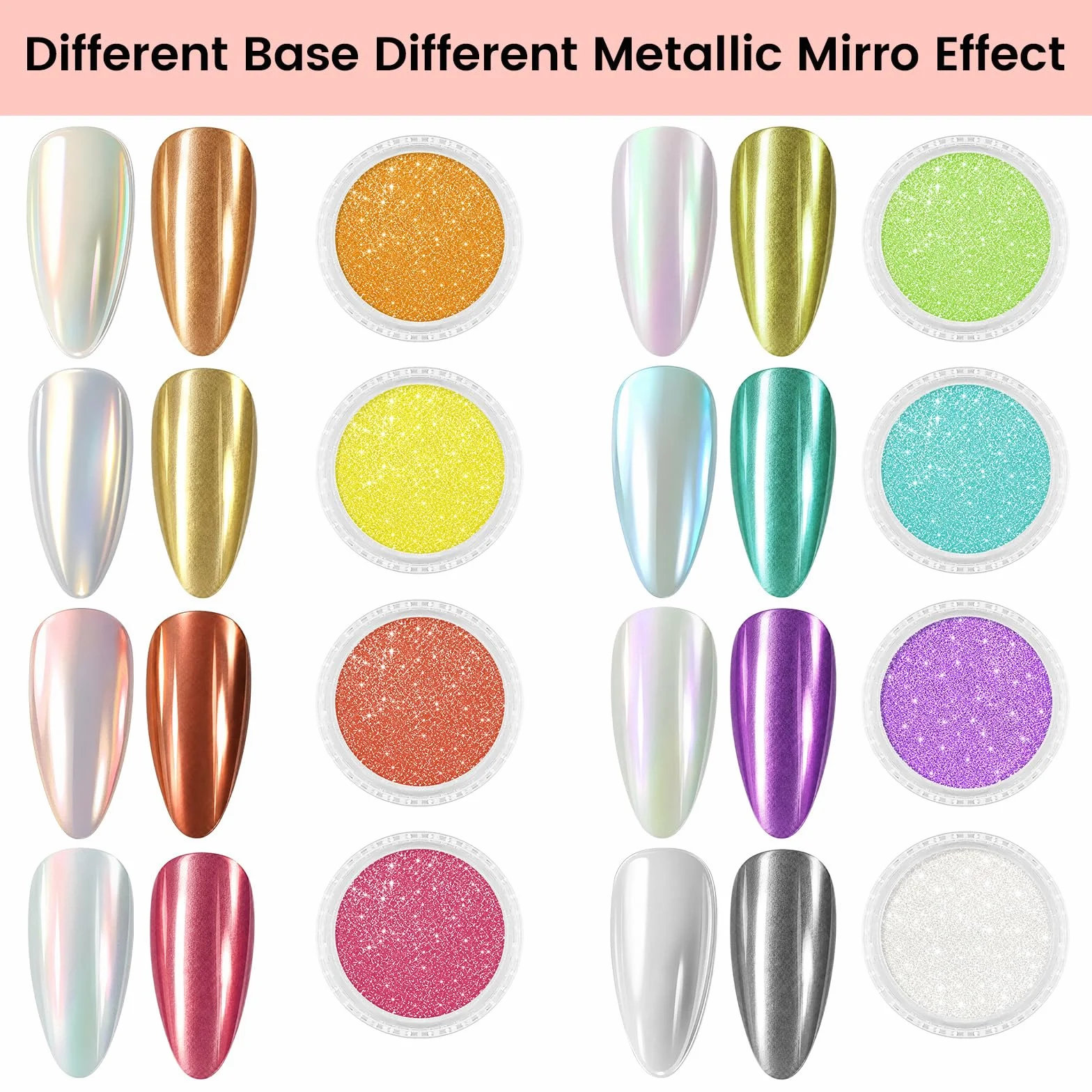 Chrome Nail Art Powder Set - 8 Boîtes Poudre Nacrée Miroir Holographic Nails Décorations