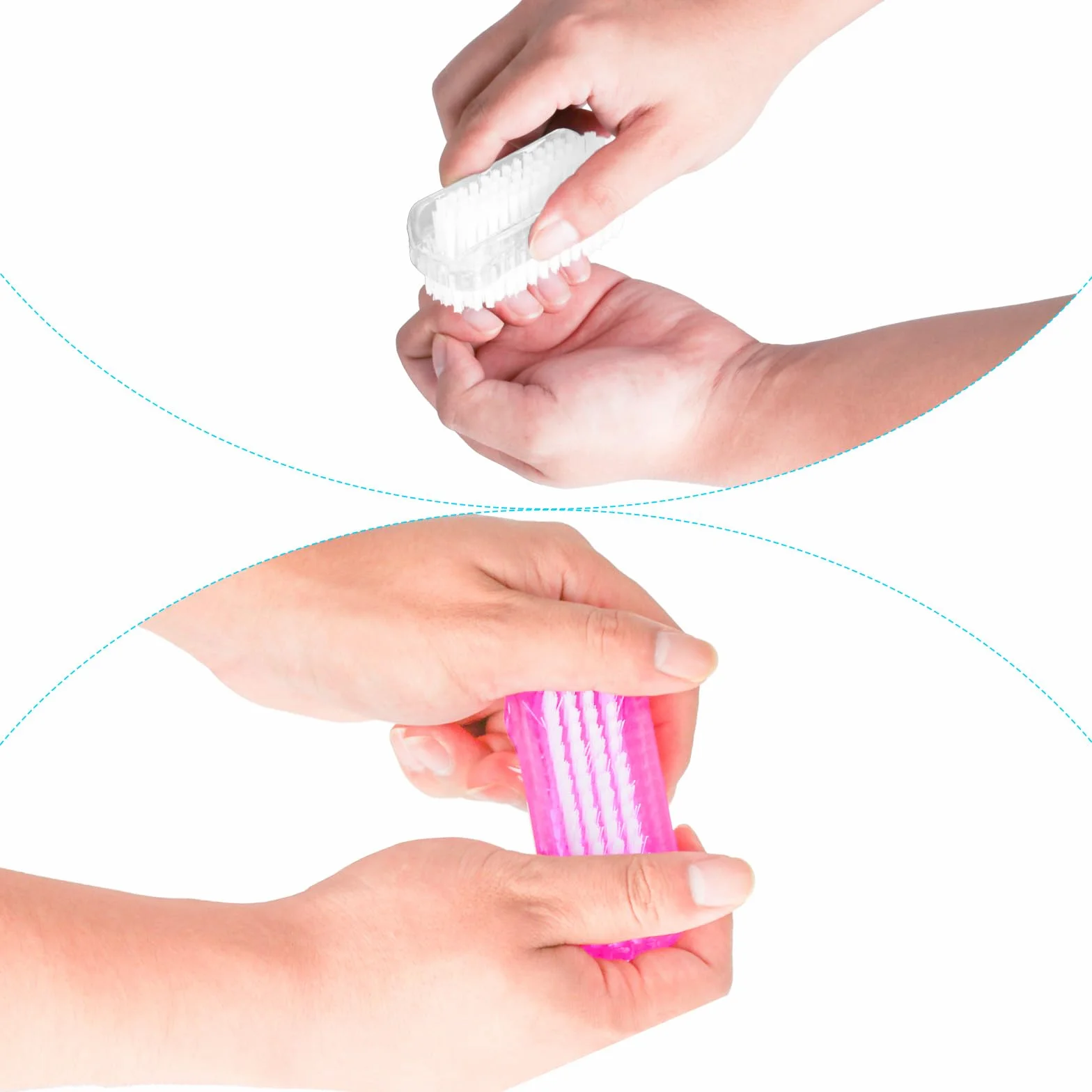 Brosse à Ongles Main 4 Pcs, Brosse Nettoyage Mains Nail Art (4 Couleurs)