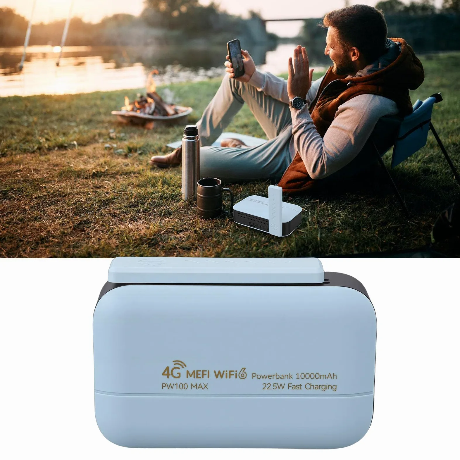 Portable Hotspot Mobile Hotspot Routeur Portable avec Banque d'alimentation 10 000 MAh Mobile 4G LTE 300 Mbps 6 Emplacements pour Carte SIM pour Voyage, Affaires, Voiture, Streaming en Plein