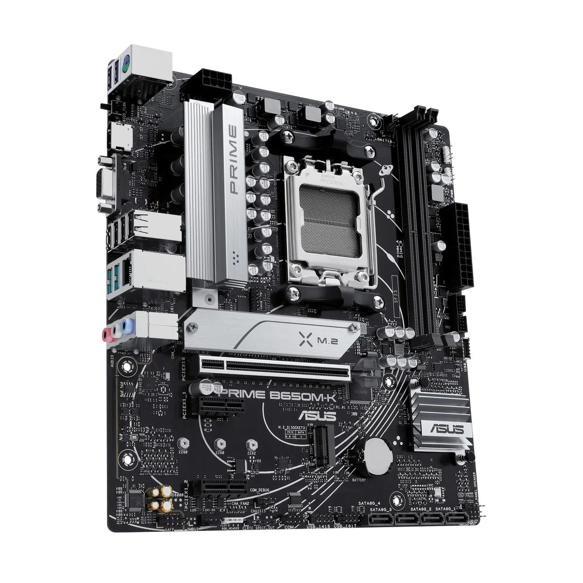 ASUS Prime B650M-K – Carte mère AMD Ryzen AM5 B650 Micro-ATX (DDR5, PCIe 5.0 M.2 Support, 2.5Gb Ethernet, HDMI, VGA, USB 3.2 Gen 2 arrière, USB 3.2 Gen 1 Type-C Avant, Aura Sync RGB)