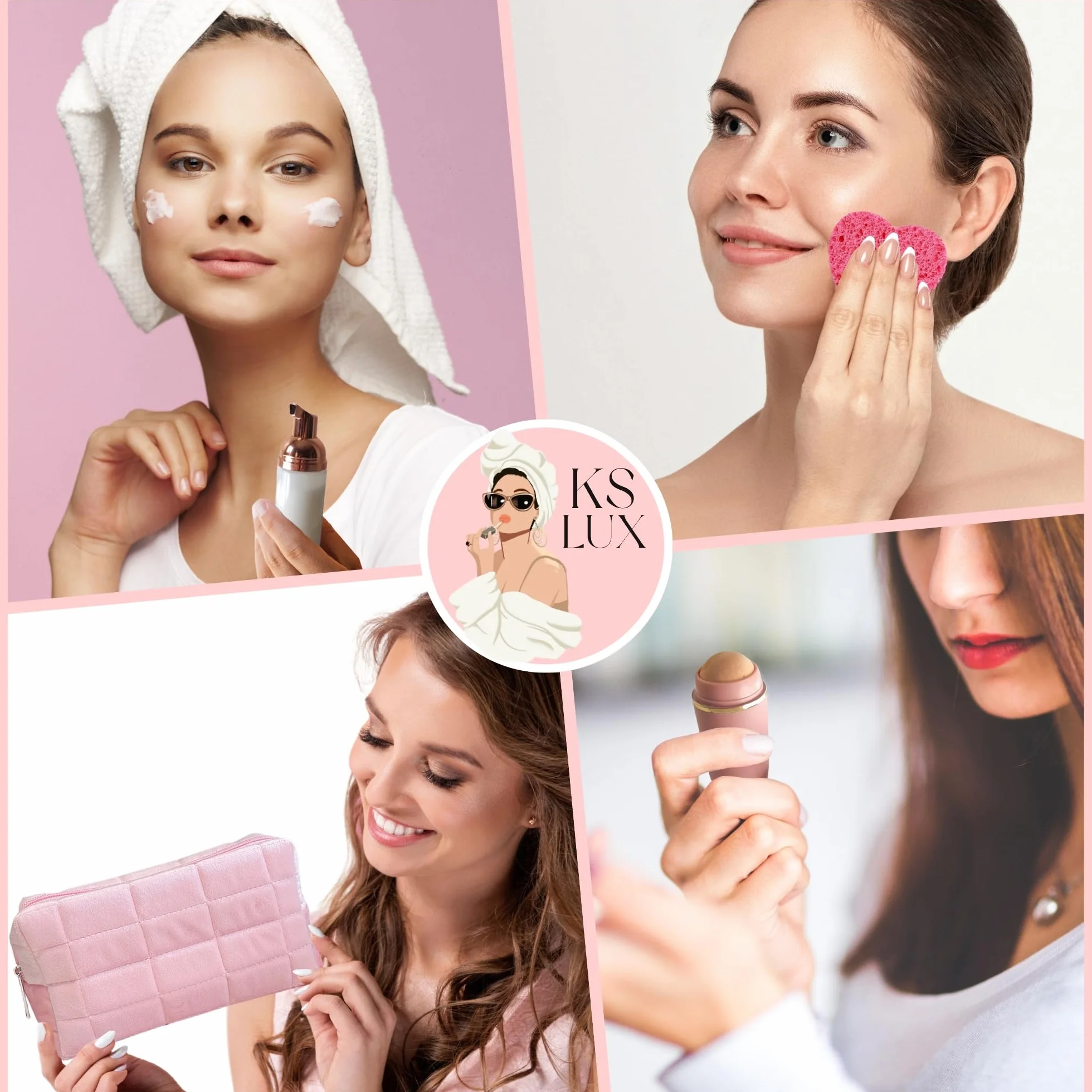 KS LUX coffret soin visage femme skincare coréenne avec brosse nettoyante visage et bandeau cheveux maquillage