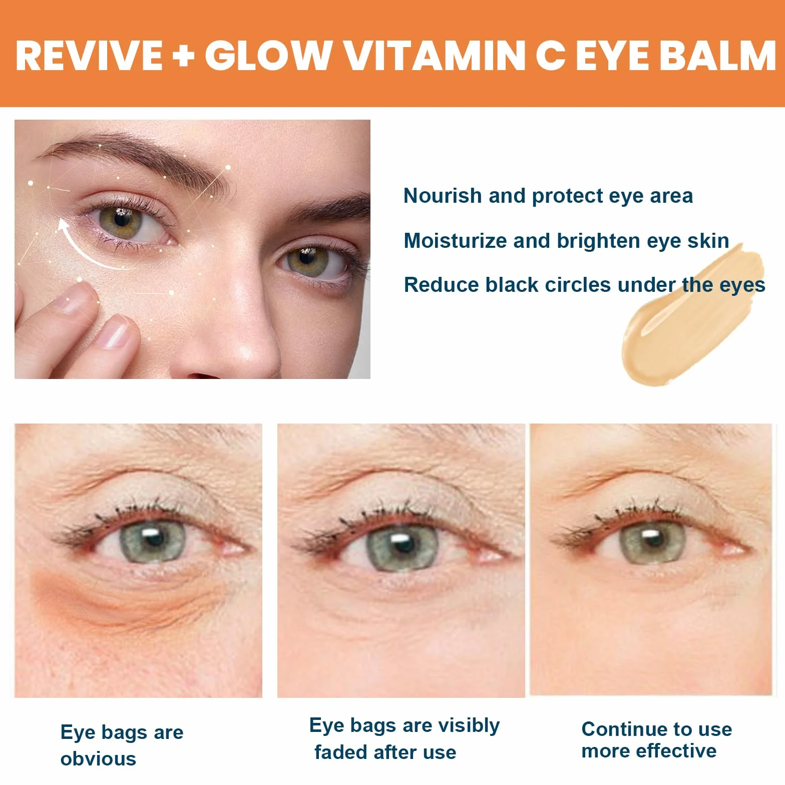 Baume pour les yeux à la vitamine C éclaircit et réduit les poches, Stick hydratant MultiCorrexion