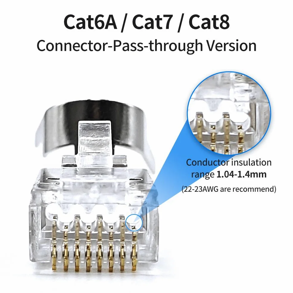 Lot de 30 connecteurs RJ45 blindés Cat7 Cat6A pour réseau modulaire 50μ plaqué or pour Cat 6, Cat 6A, Cat 7 et Cat 8 avec bottes anti-traction