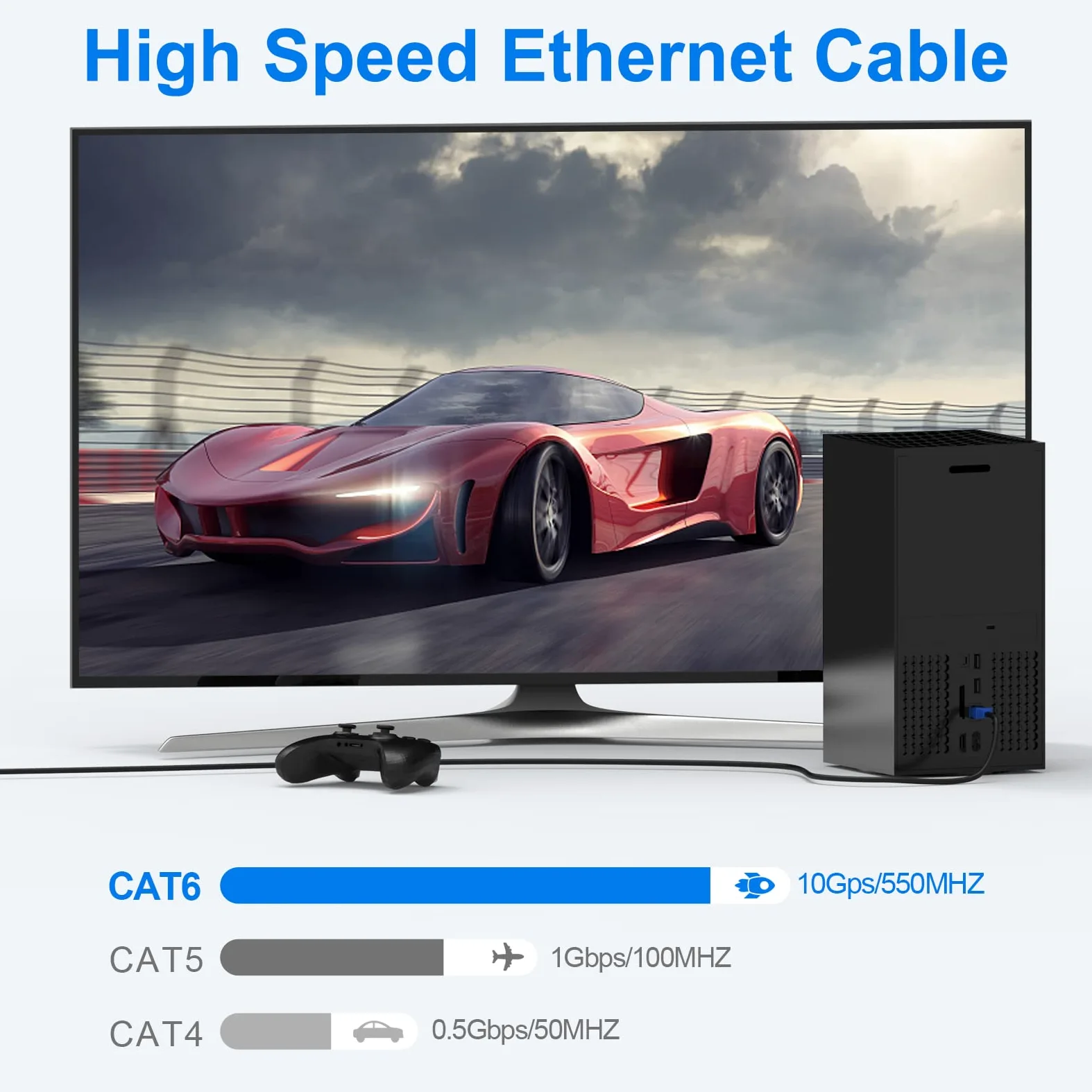 Câble d'extérieur Cat6 - 100 m - Câble Ethernet Cat 6 - 24 AWG CCA, UTP (non blindé), imperméable, résistant aux UV, à enfouir directement, réseau, Internet, RJ45 LAN avec 25 serre-câbles