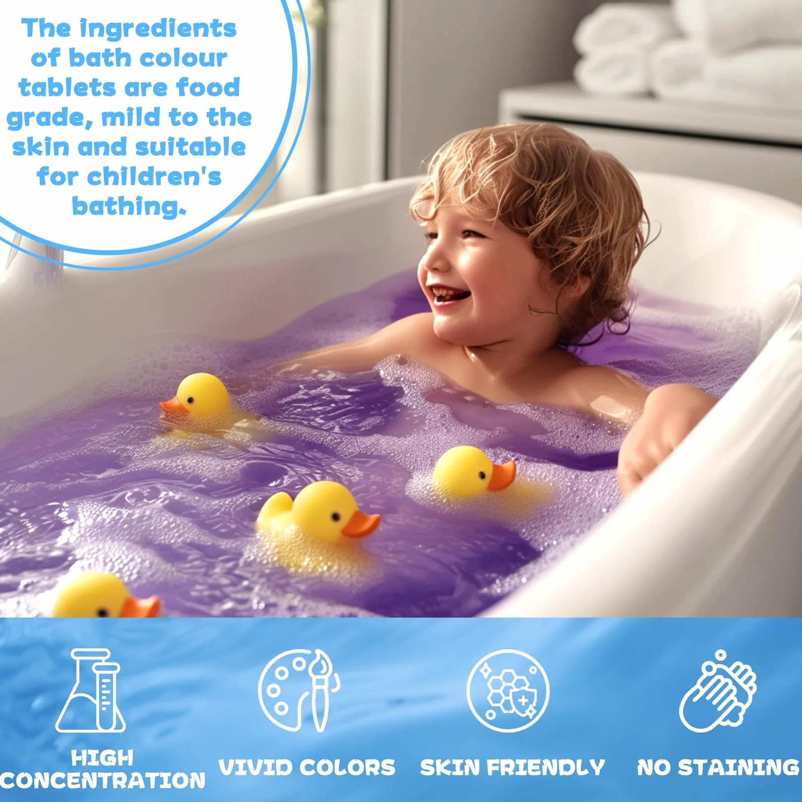 Boules de Bain Enfants 80 Pièces 6 Couleurs Comprimés De Bain Qualité Alimentaire