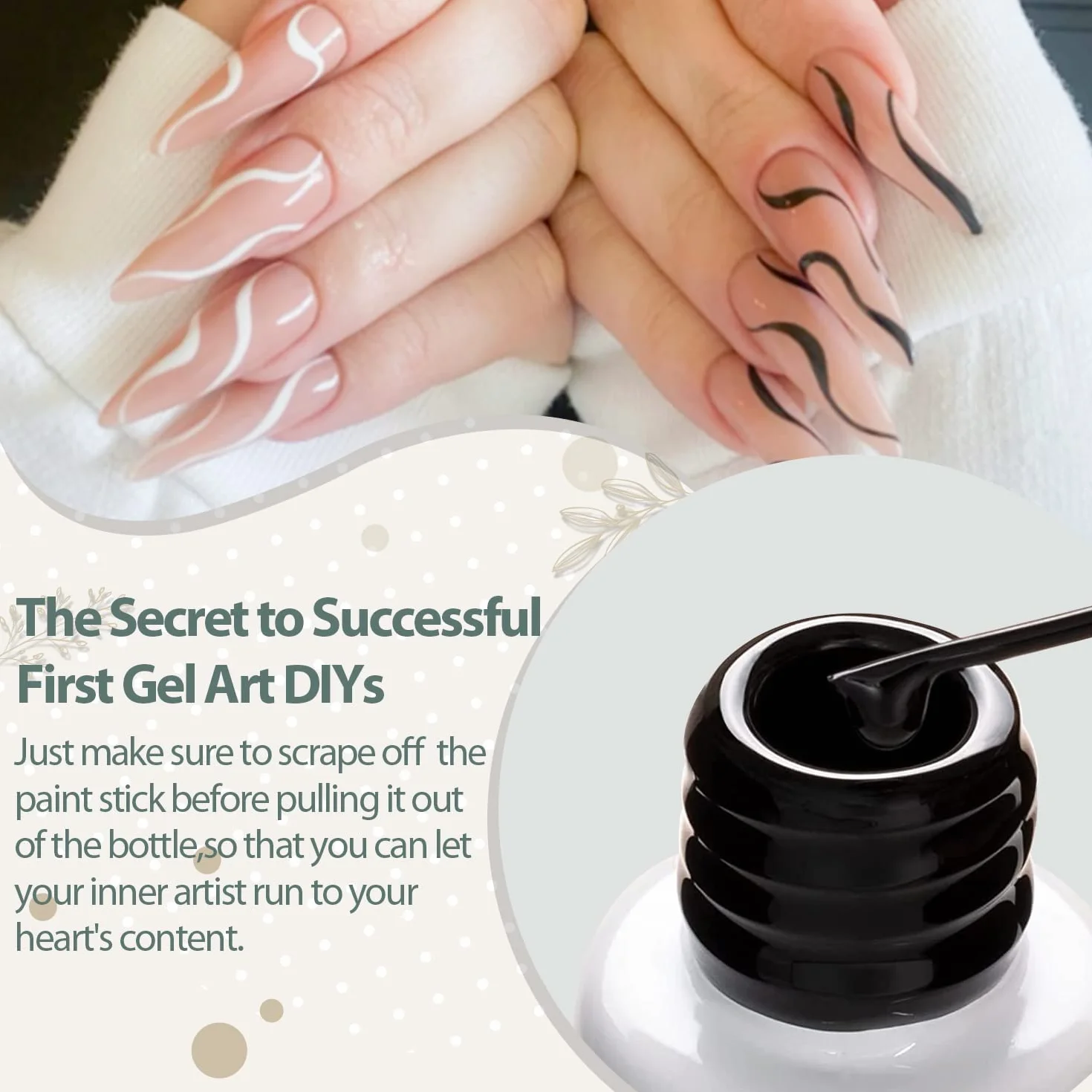 Vishine Vernis Semi-Permanent Blanc et Noir Gel Liner Nail UV Gel Vernis à Ongles 8ml