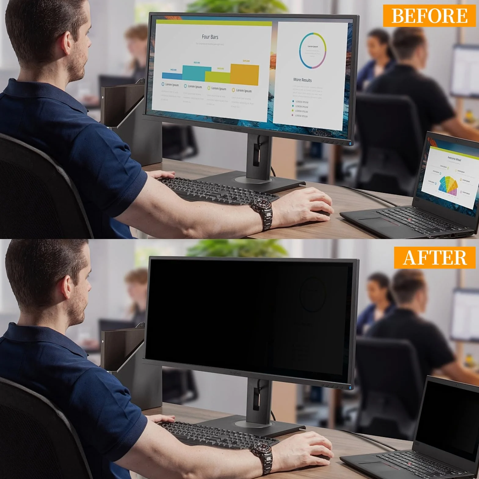 Écran de confidentialité 24 Pouces Moniteur Large 16:9 Filtre Protection Yeux