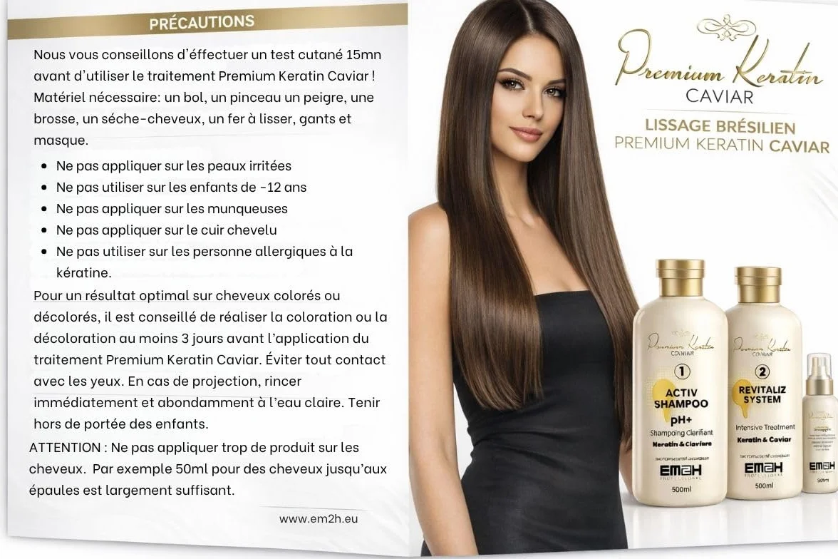 Kit Lissage Brésilien Keratin Caviar Soin lissant à la kératine 2 x 500 ml