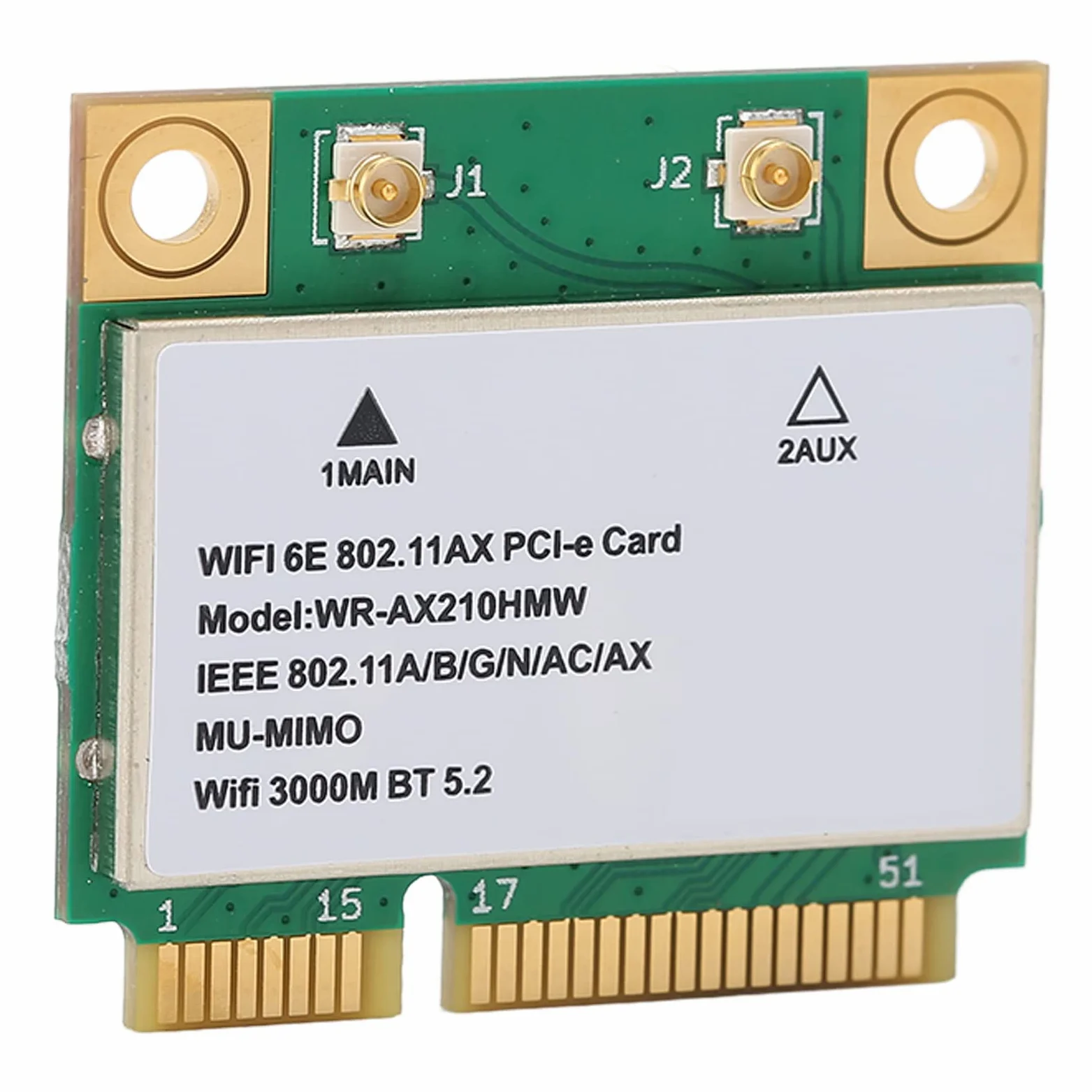 Carte Réseau Interne sans Fil Gigabit Triple Bande AX210 5374M WIFI 6E 5G, MINIPCIE 5.2 BT, Port Mini PCIE, Technologie MU MIMO