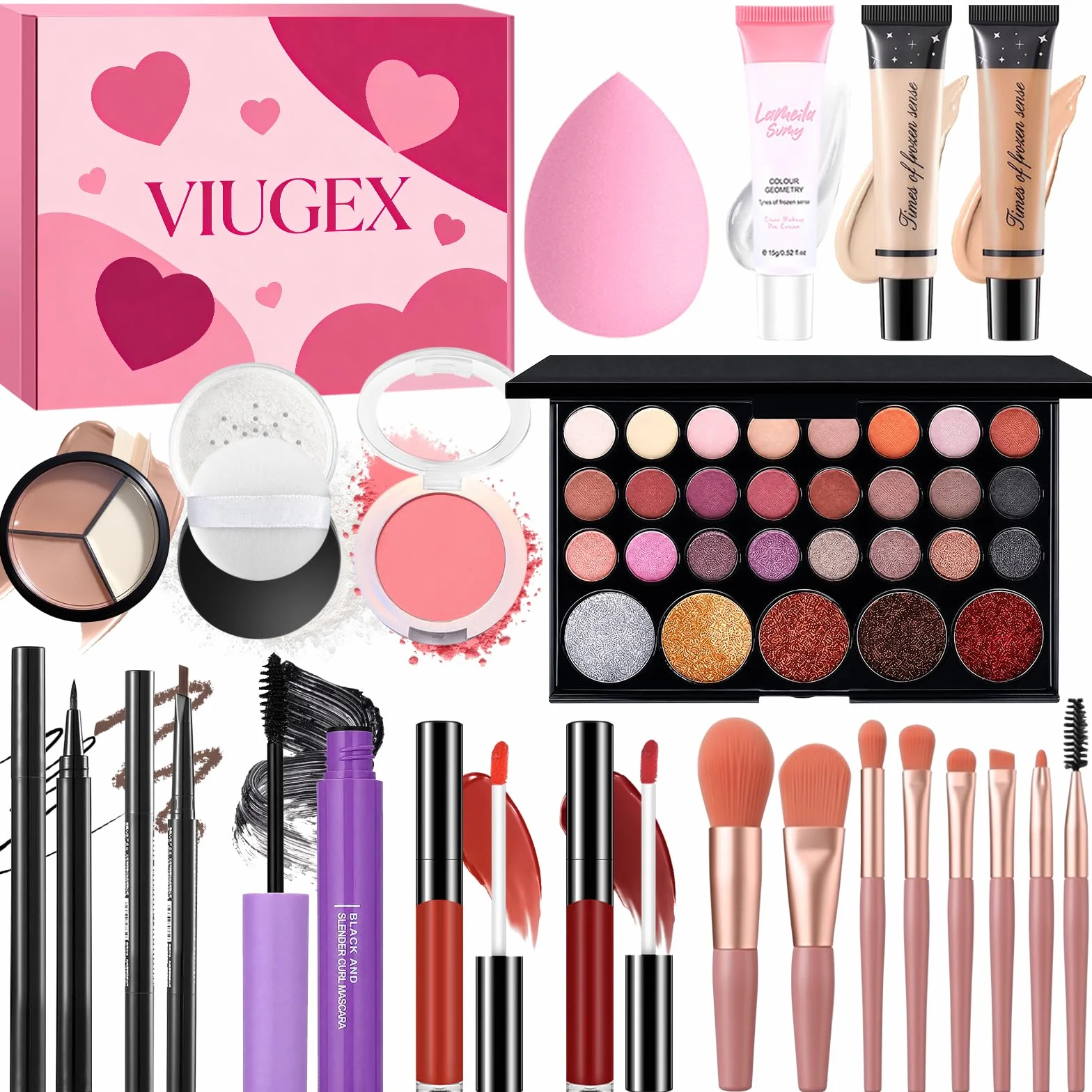 Coffret Maquillage Femme Professionnel Palette Yeux Fond de Teint Correcteurs Gloss Mascara