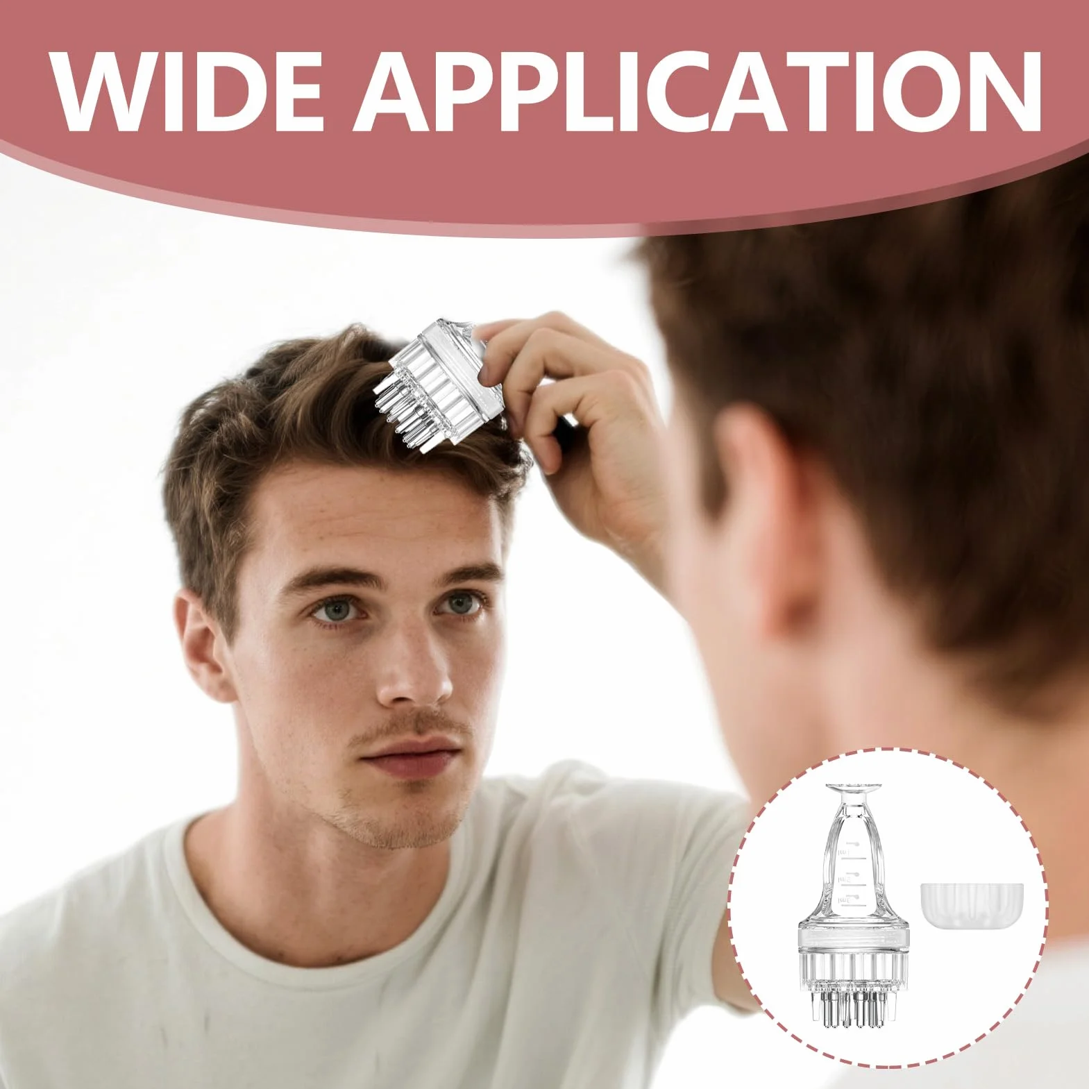 Applicateur Huile Cheveux avec Brosse Massage Cuir Chevelu, Flacon Transparent Soin Capillaire, Outil Précision Sérum Huiles Essentielles