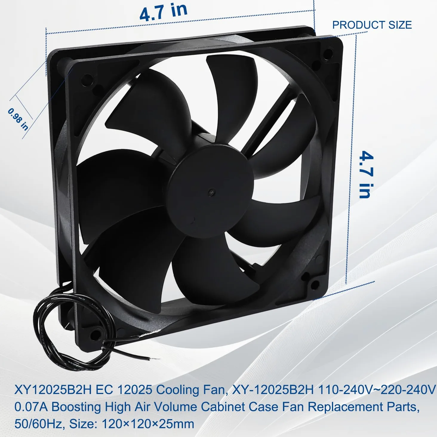 XY12025B2H EC 12025 Ventilateur de refroidissement, XY-12025B2H 110-240V ~ 220-240V 0.07A Boosting High Air Volume Boîtier Ventilateur Pièces de rechange, 50/60Hz, Taille: 120×120×25mm 2PCS