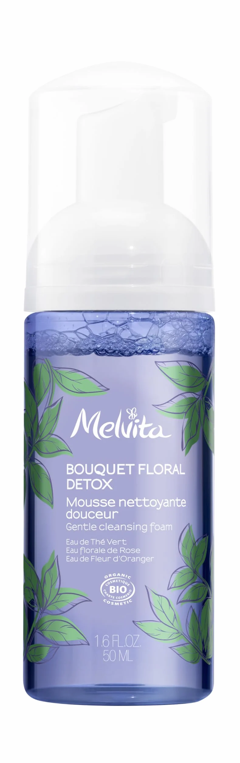 Melvita Mousse Nettoyante Visage Douce Bouquet Floral Équilibre Peau Sensible Thé Vert Fleur d'Oranger 50 ml