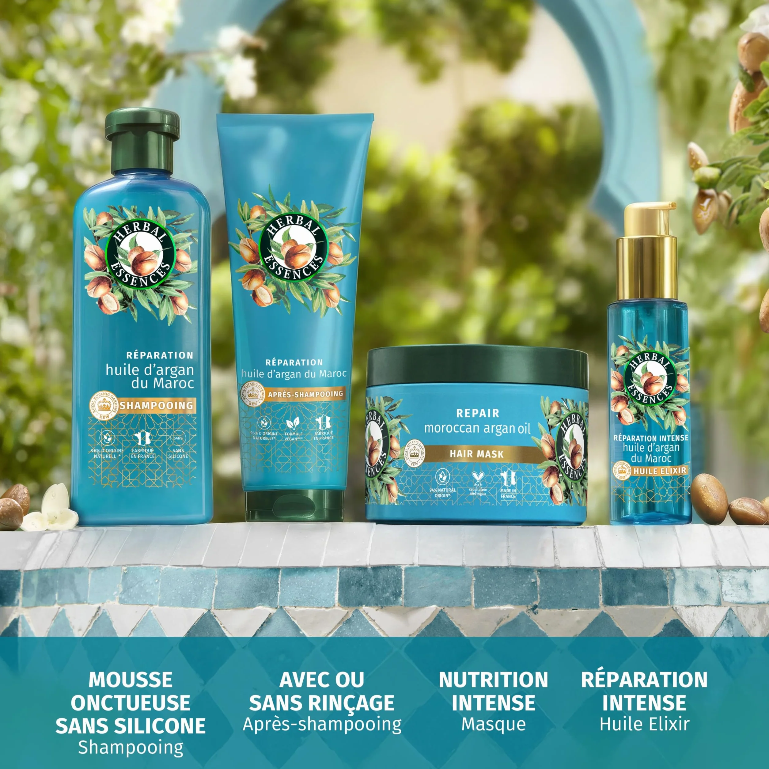 Herbal Essences Huile Élixir Réparation Intense Huile D'Argan Du Maroc 95ml Pour Cheveux Lisses Et Brillants