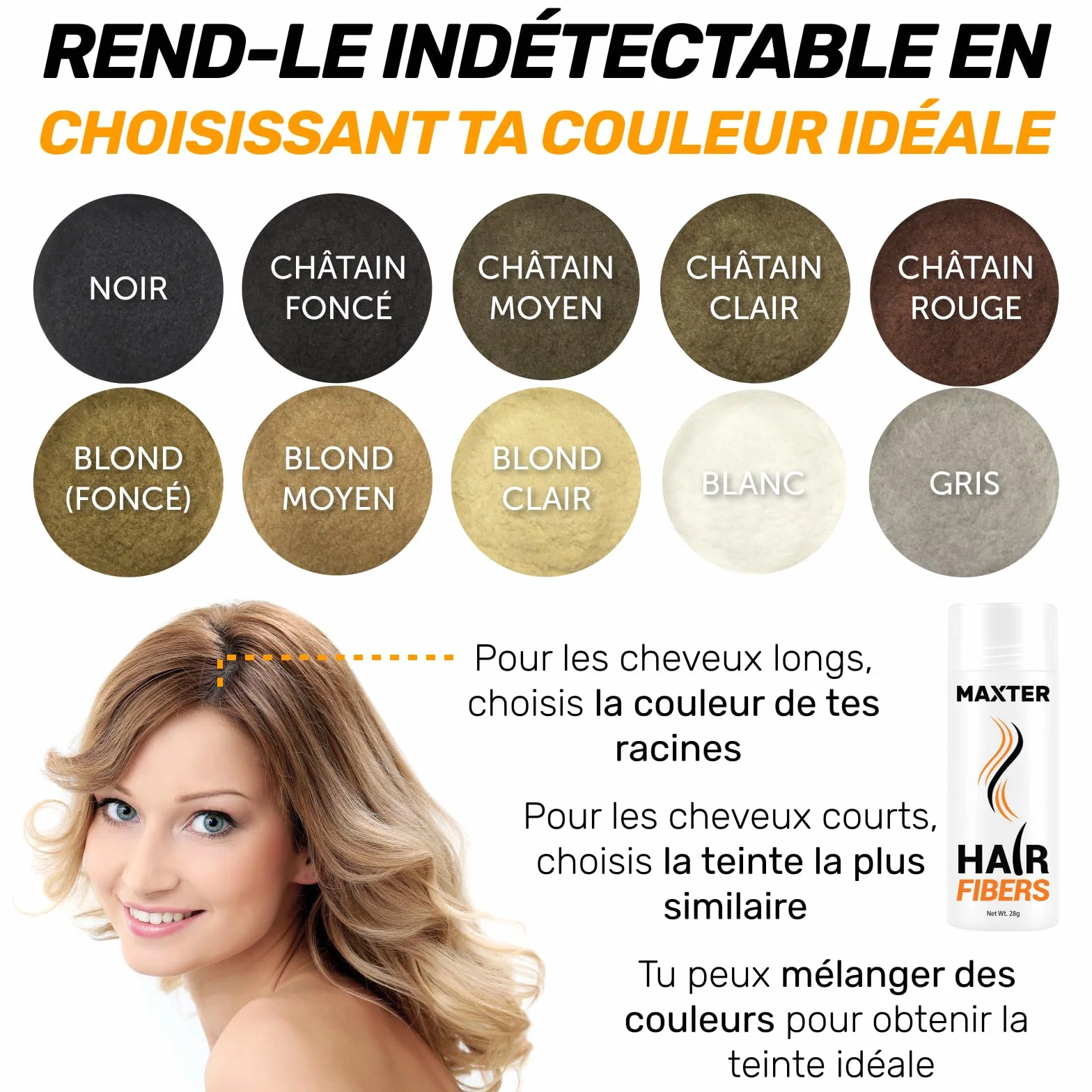 Maxter FIBRE CAPILLAIRE Châtain Foncé - Poudre Cheveux Microfibre Densité Volume