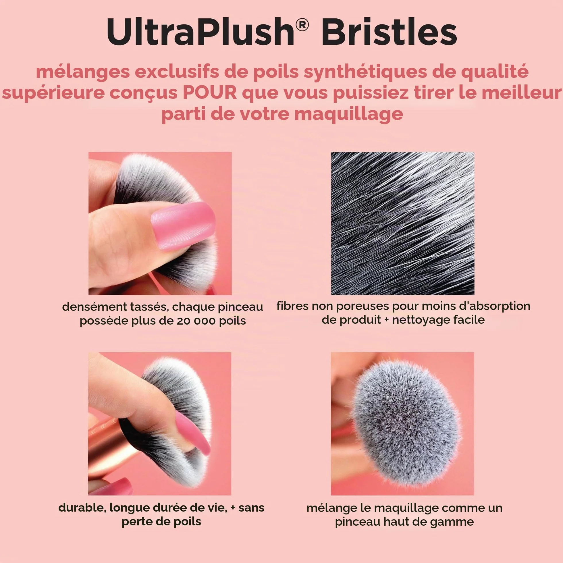 Real Techniques Kit de mini-pinceaux Travel Fantasy, 11 pièces, pinceaux maquillage fard à paupières surligneur contour